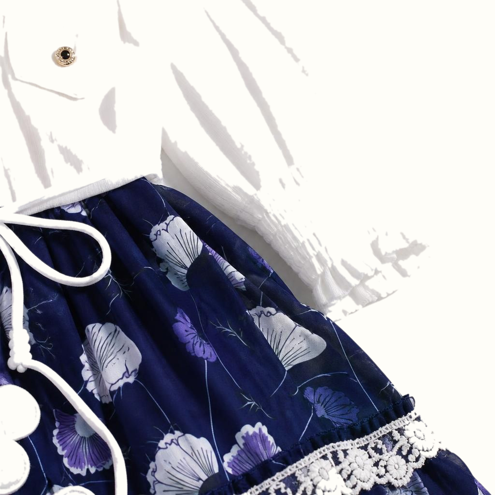 Girls' Floral Ruffle Bow-Detail Dress - ZAH-1291