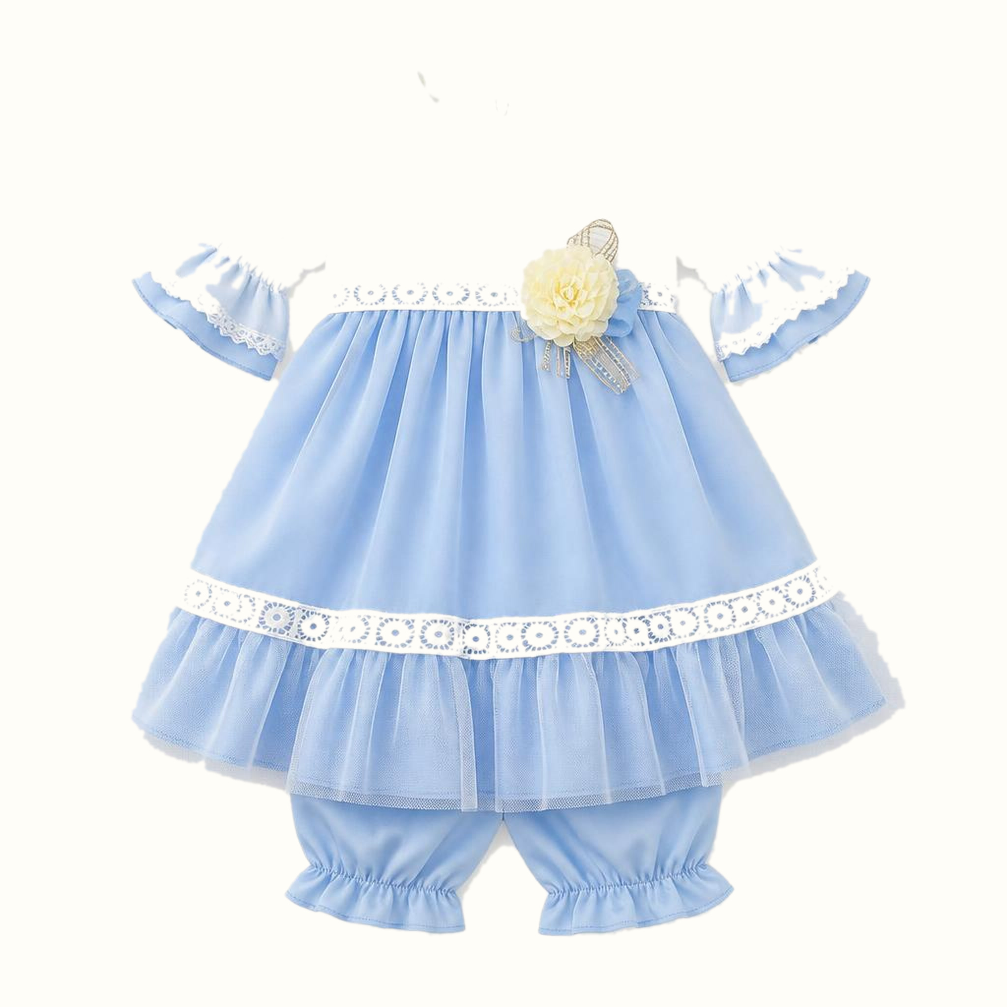 Girls' Embroidered Floral Lace-Trim Dress & Leggings Set - ZAH-1294