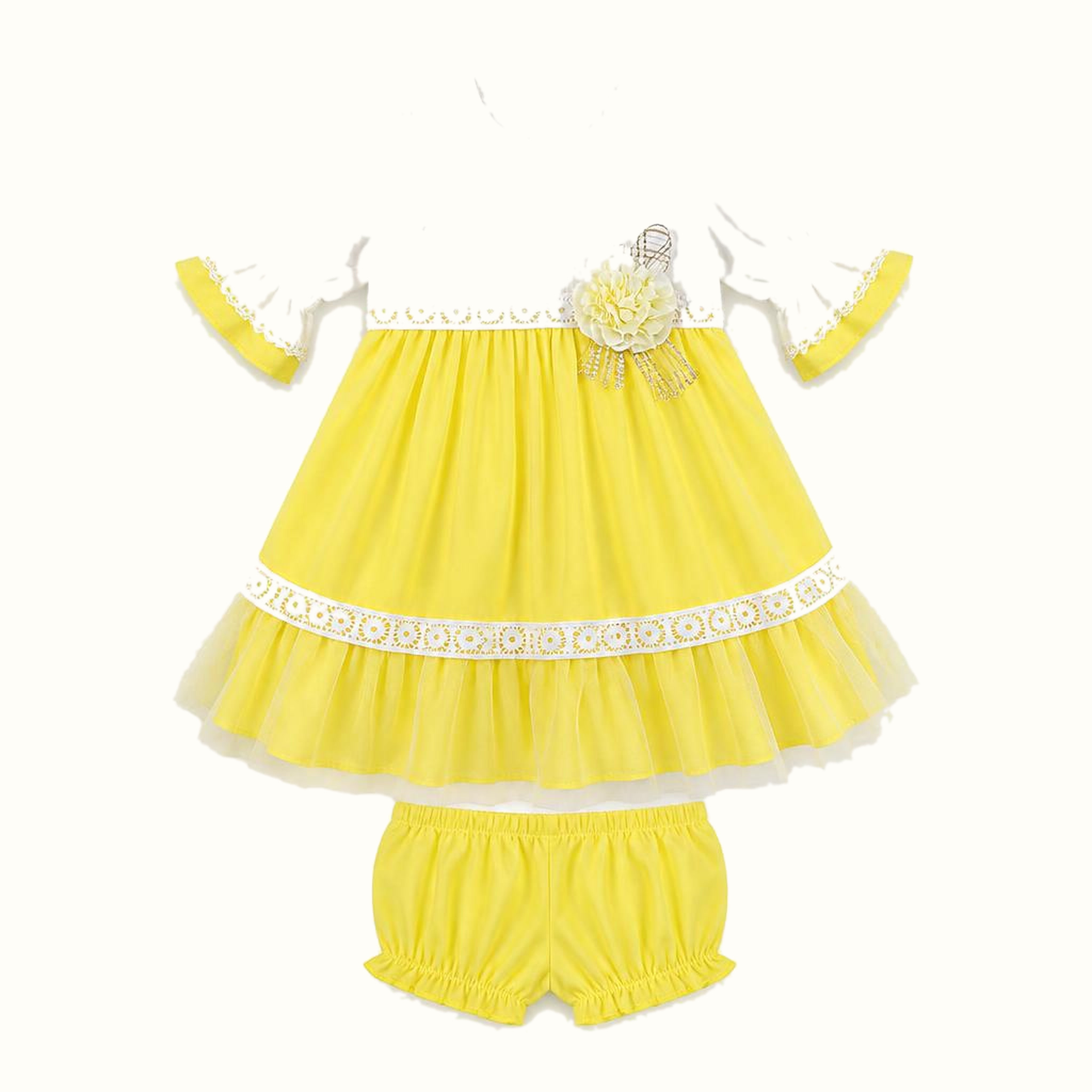 Girls' Embroidered Floral Lace-Trim Dress & Leggings Set - ZAH-1294