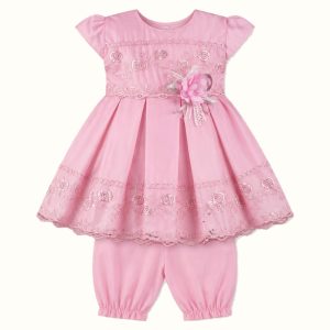 Girls' Embroidered Floral Dress - ZAH-1301