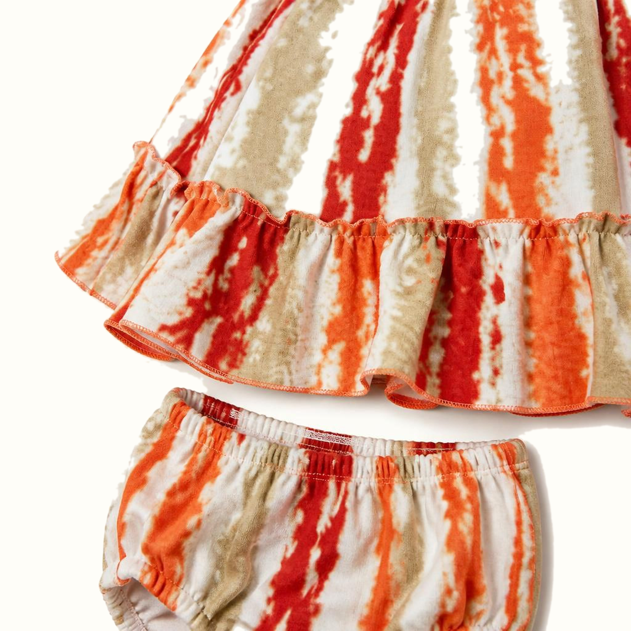 Girls' Lace-Trim Bow-Detail Striped Dress - ZAH-1304