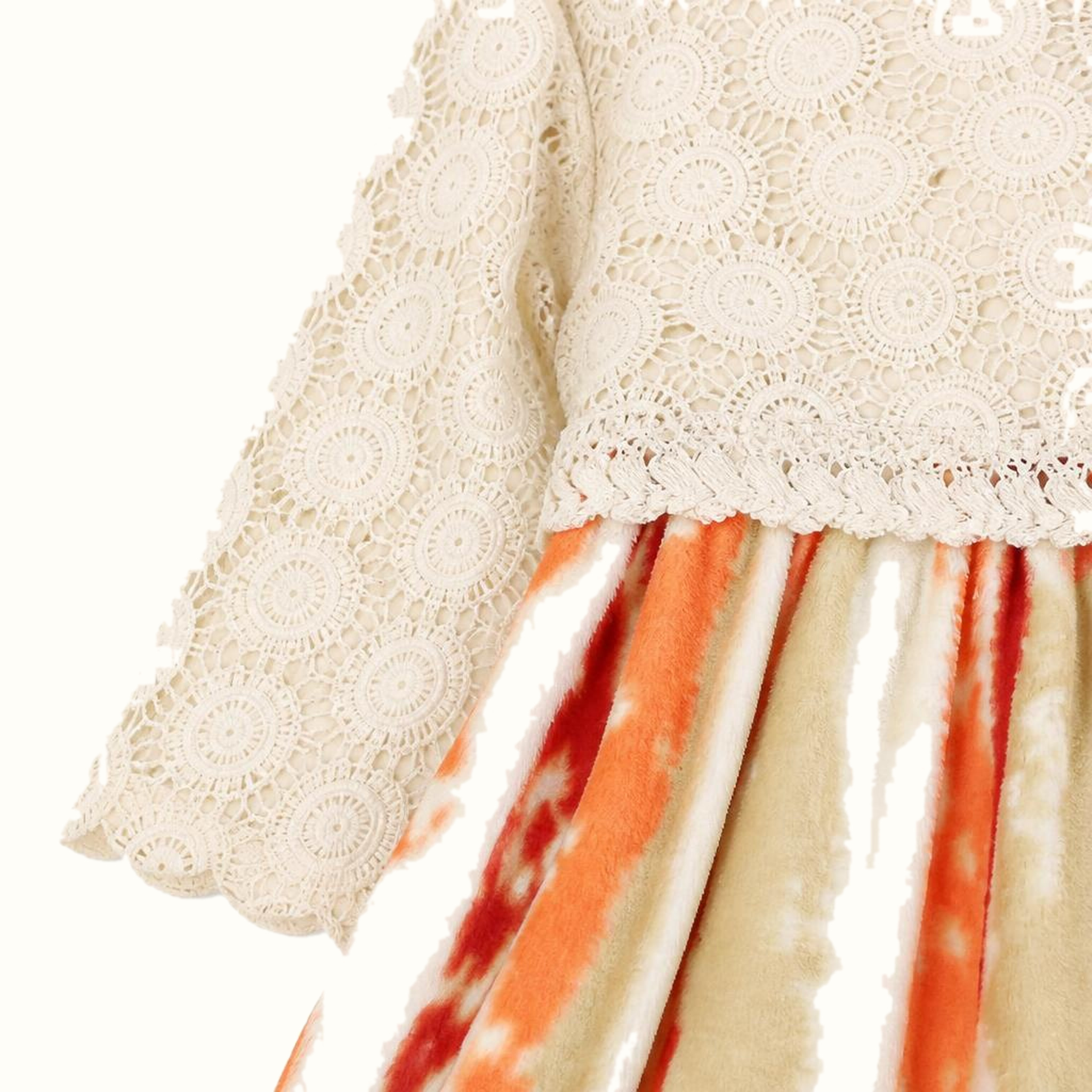 Girls' Lace-Trim Bow-Detail Striped Dress - ZAH-1304