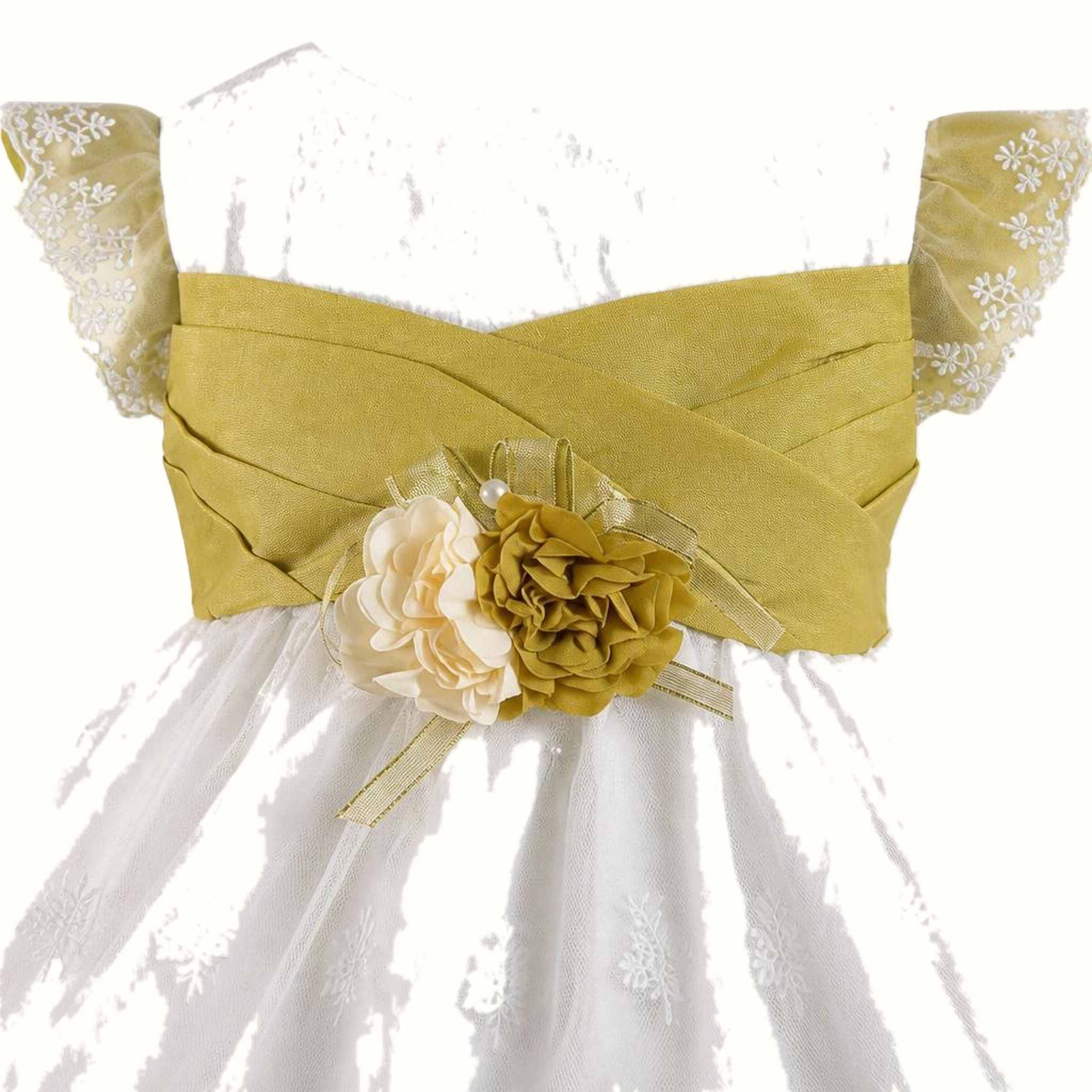 Girls' Floral Lace-Trim Ruffle Dress - ZAH-1305