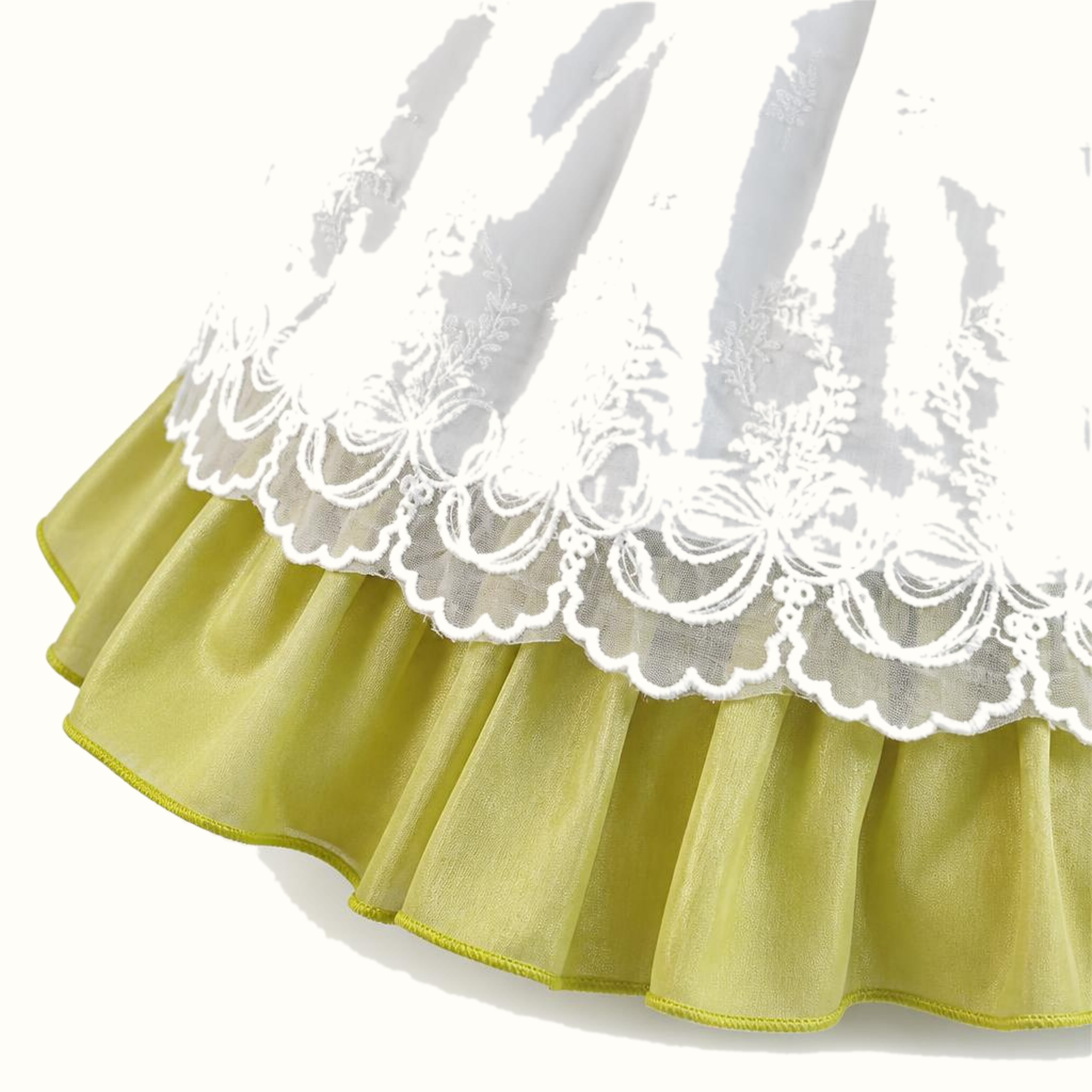 Girls' Floral Lace-Trim Ruffle Dress - ZAH-1305