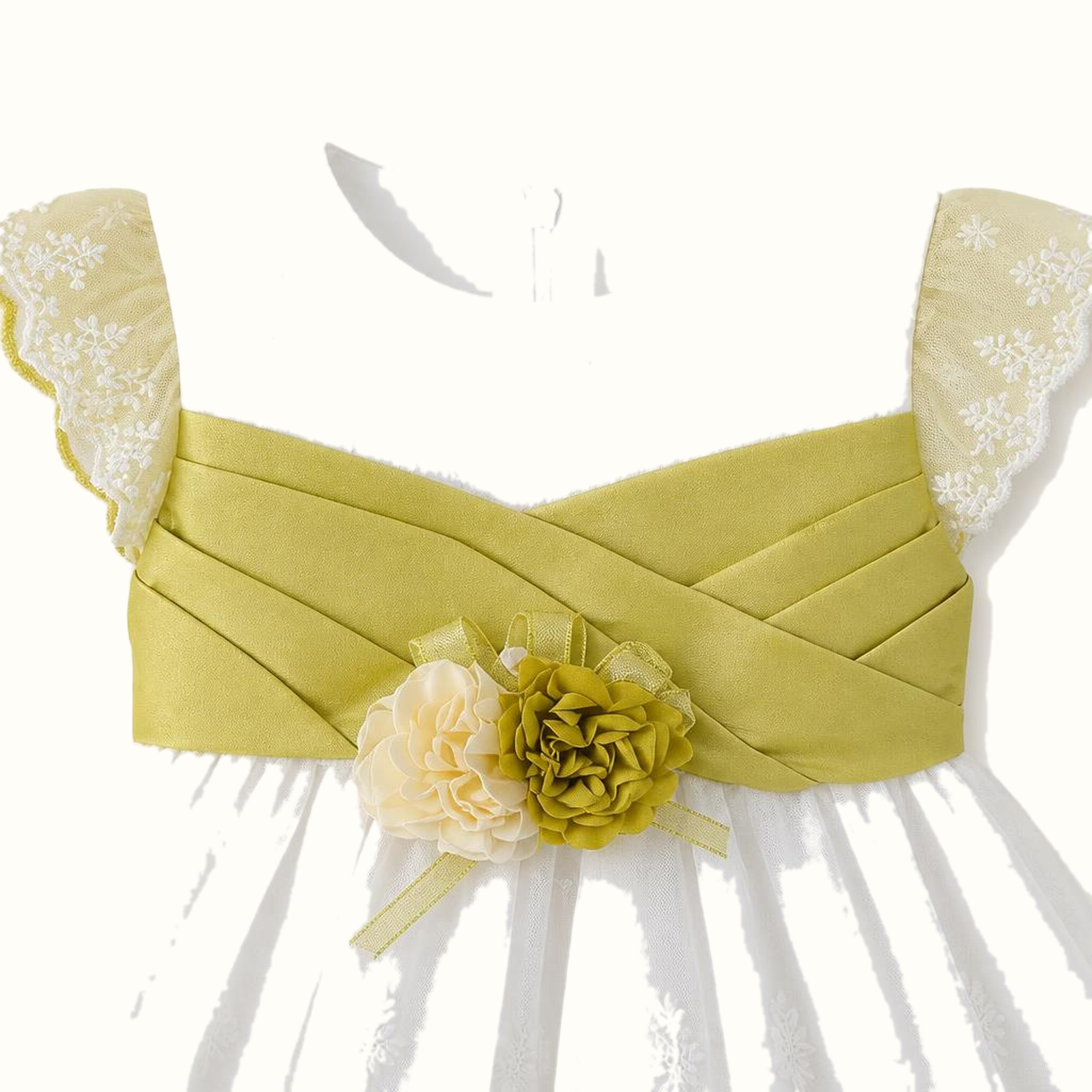 Girls' Floral Lace-Trim Ruffle Dress - ZAH-1305