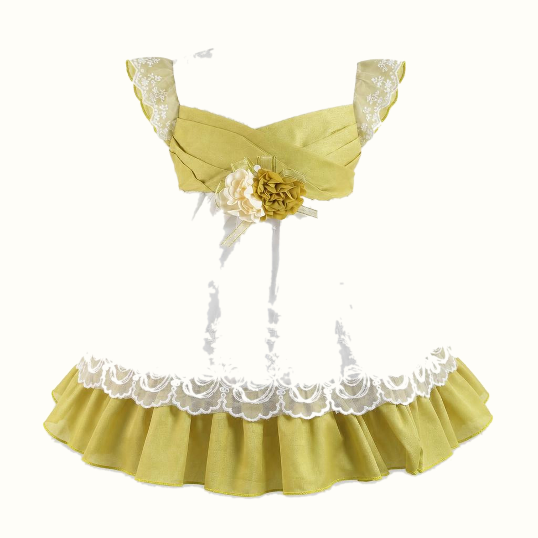 Girls' Floral Lace-Trim Ruffle Dress - ZAH-1305