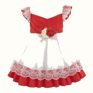 Girls' Floral Lace-Trim Ruffle Dress - ZAH-1305