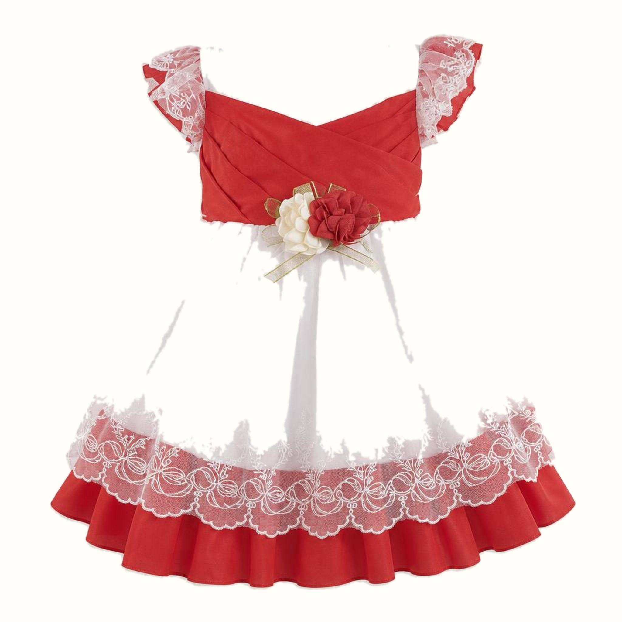 Girls' Floral Lace-Trim Ruffle Dress - ZAH-1305