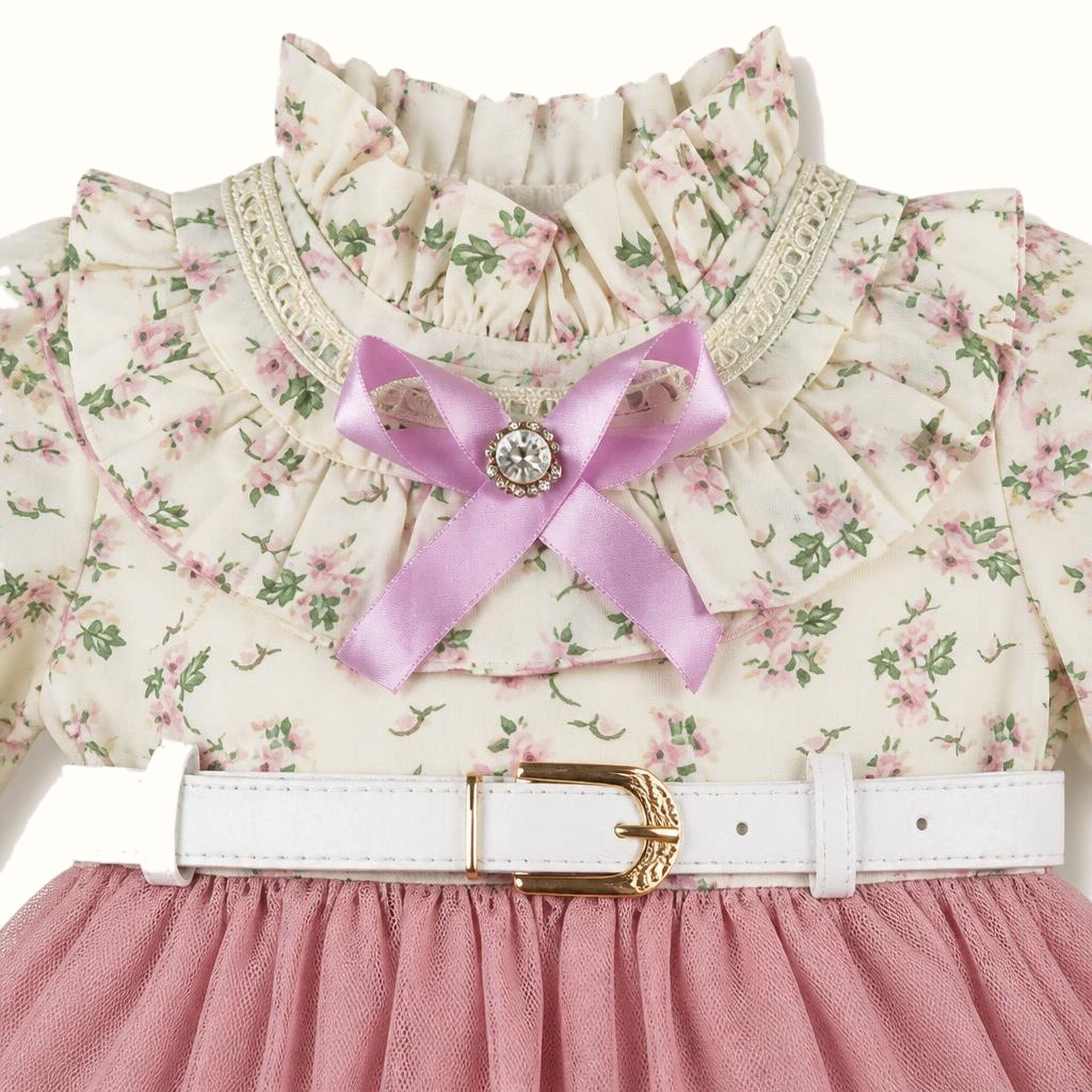 Girls' Floral Bow-Detail Dress - ZAH-1312