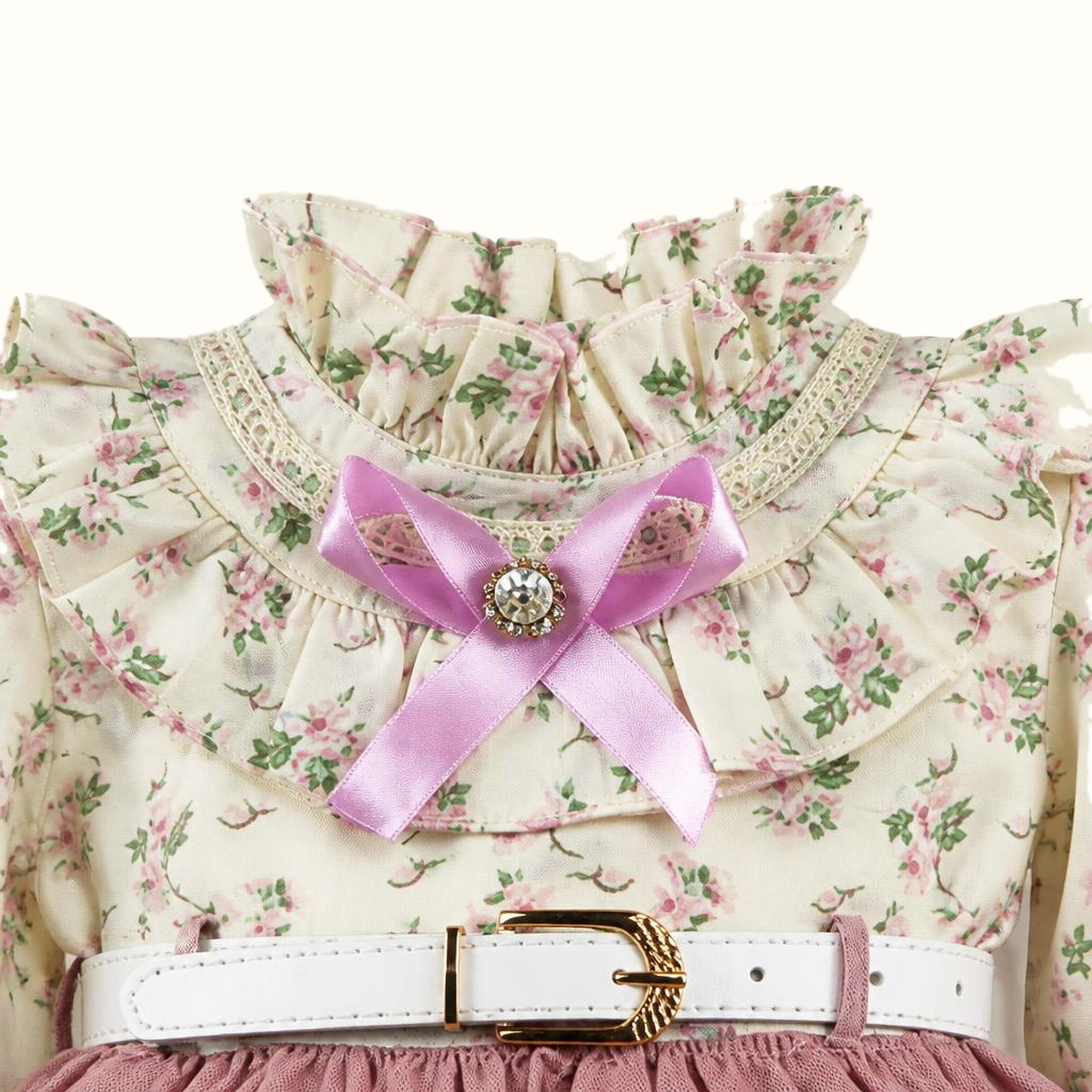 Girls' Floral Bow-Detail Dress - ZAH-1312