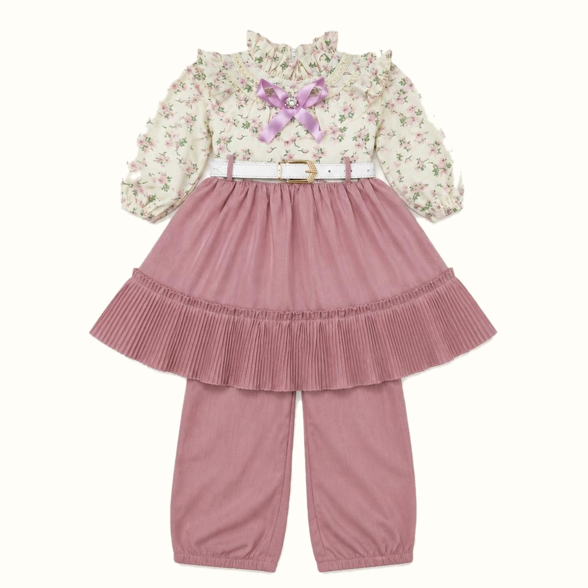 Girls' Floral Bow-Detail Dress - ZAH-1312