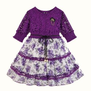 Girls' Floral Lace-Trim Dress - ZAH-1318