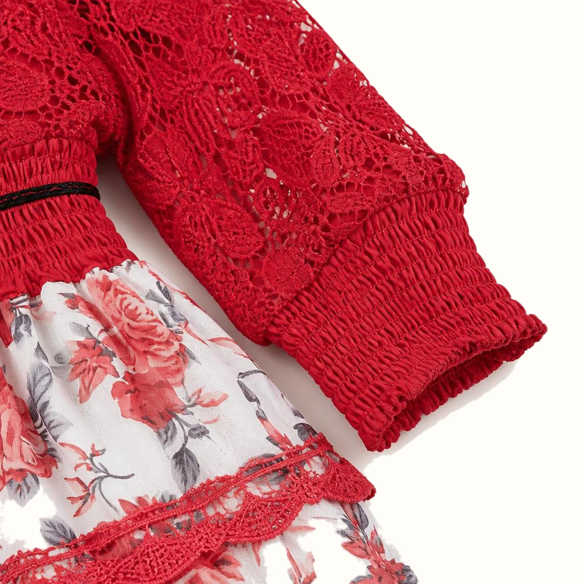 Girls' Floral Lace-Trim Dress - ZAH-1318