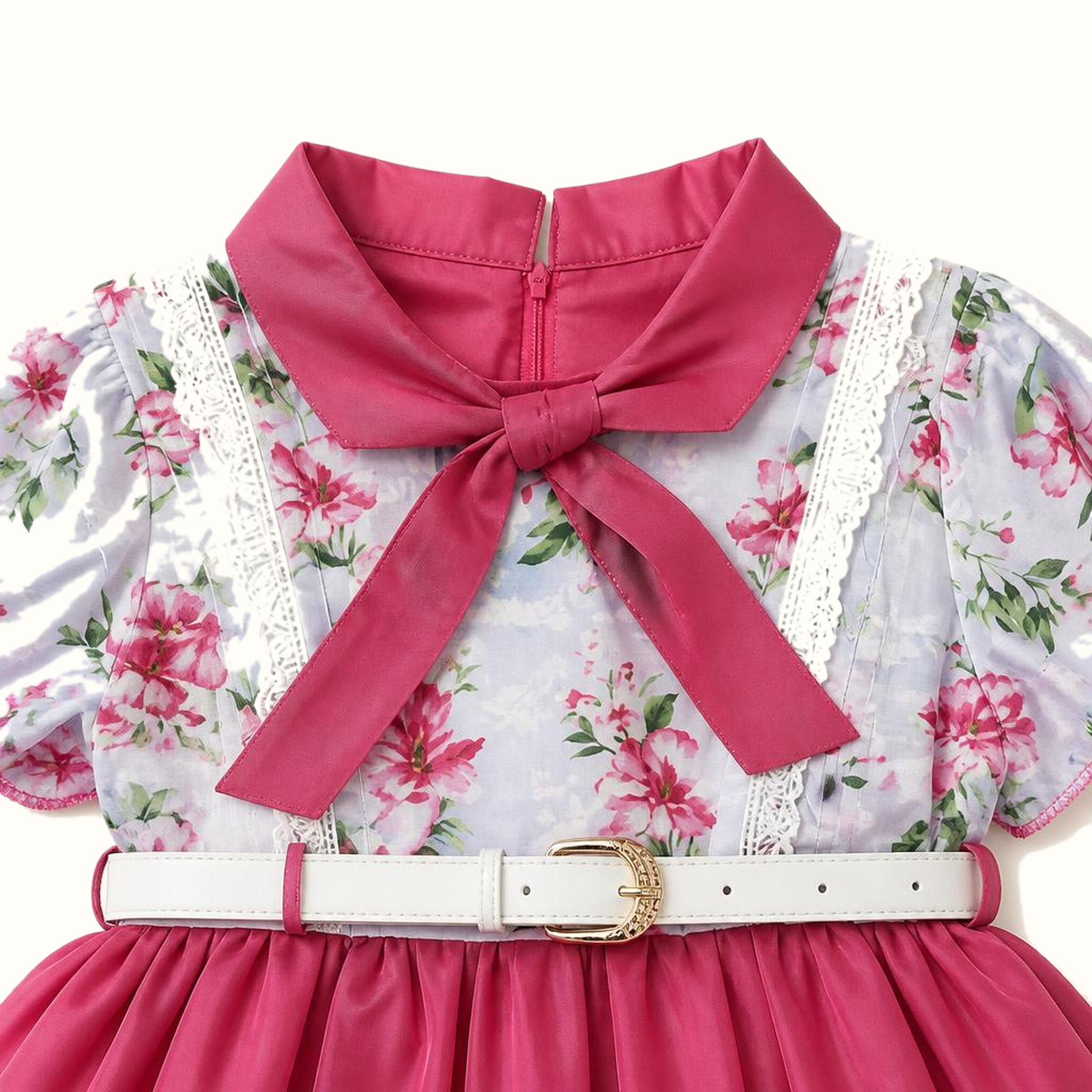 Girls' Floral Bow-Detail Dress Set - ZAH-1321