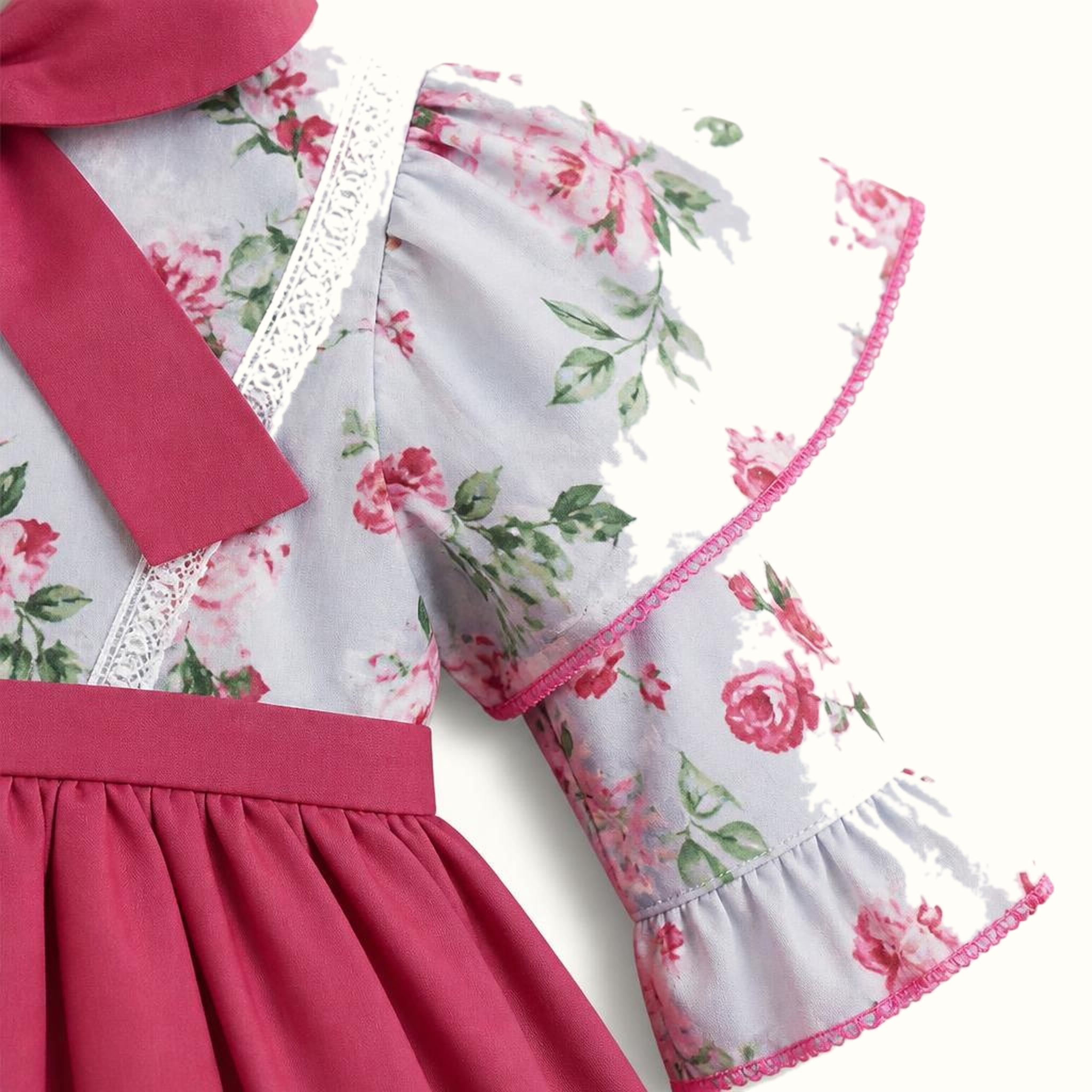 Girls' Floral Bow-Detail Dress Set - ZAH-1321