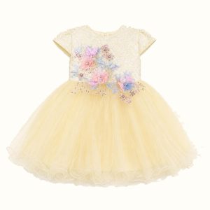 Girls' Embroidered Floral Tulle Dress - ZAH-1322A