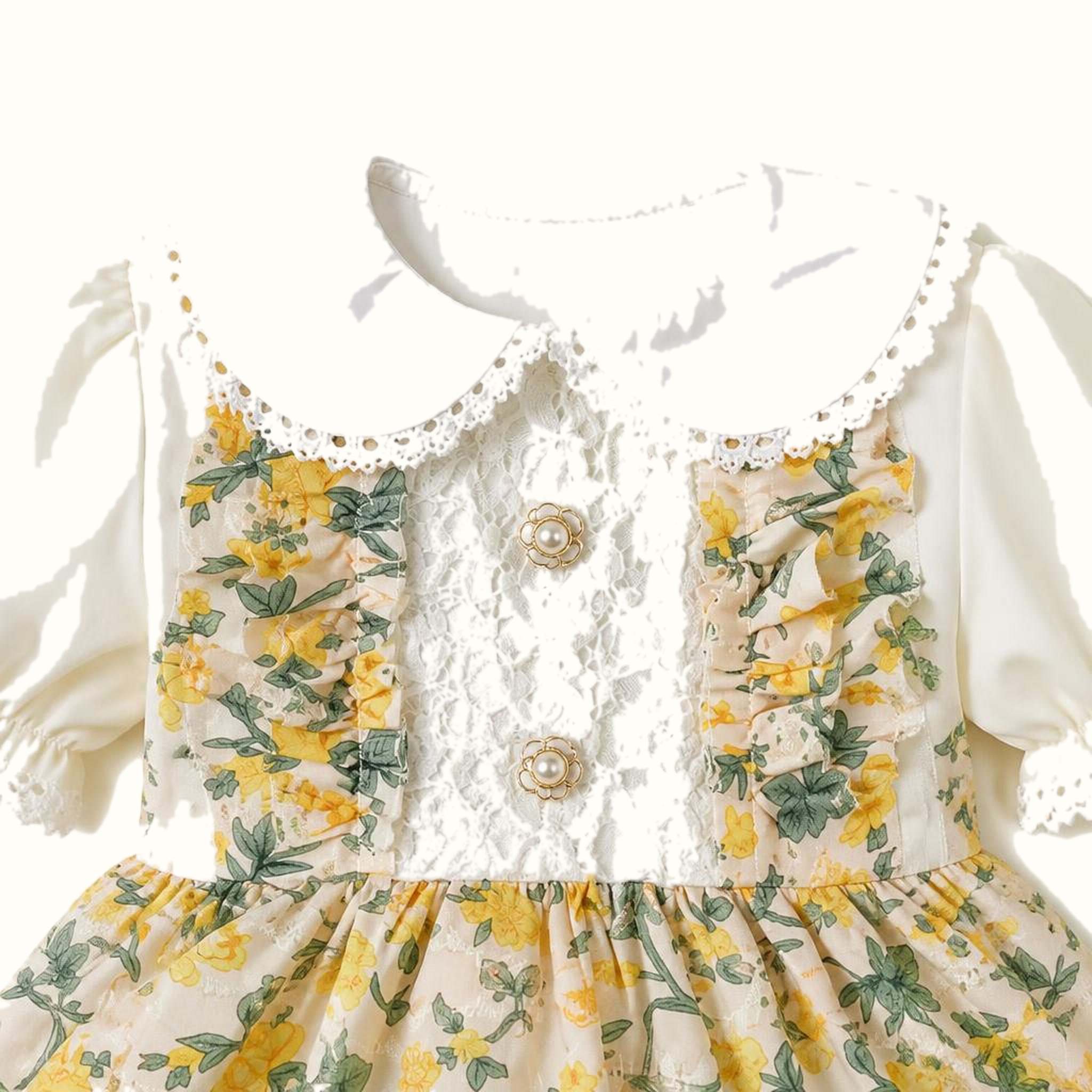 Girls' Floral Lace-Trim Dress & Leggings Set - ZAH-1322