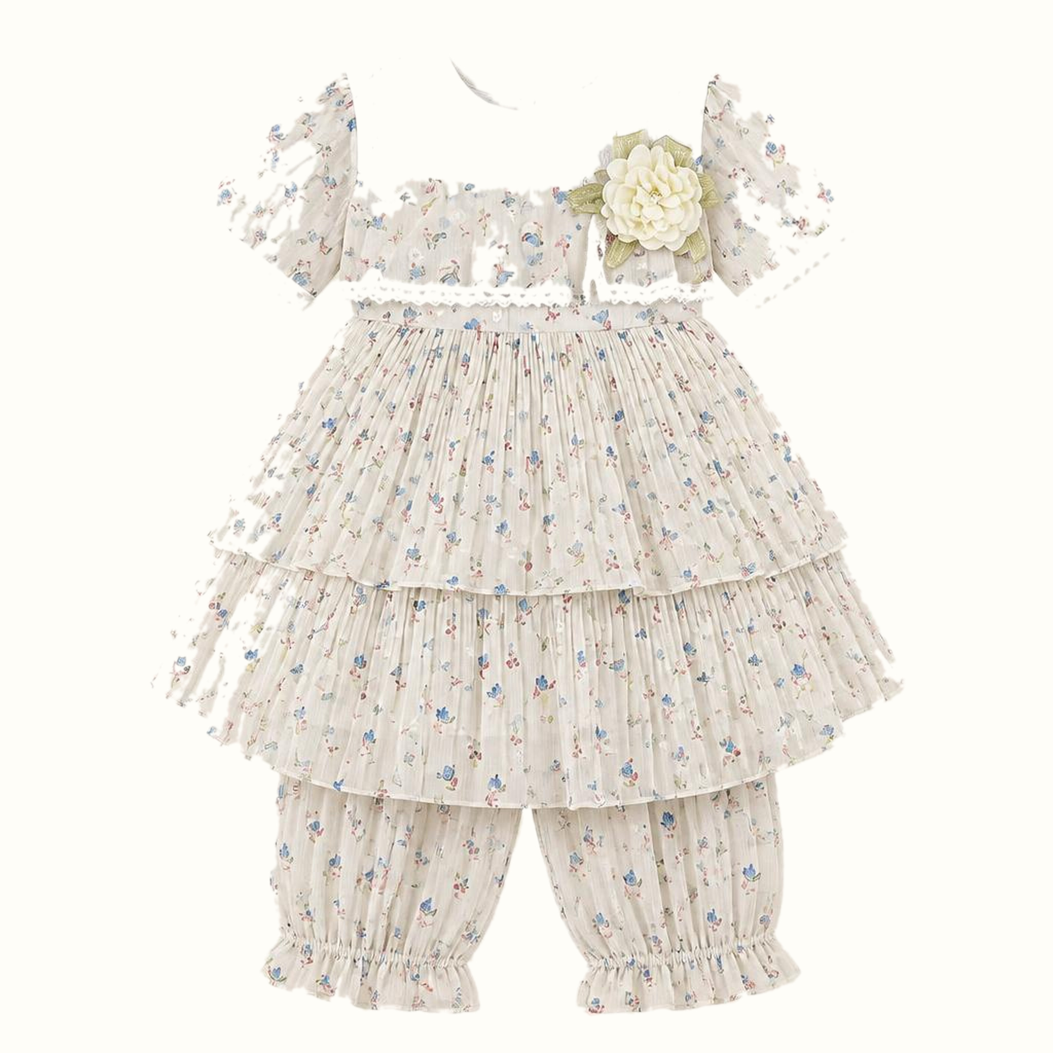 Girls' Floral Lace-Trim Dress - ZAH-1323