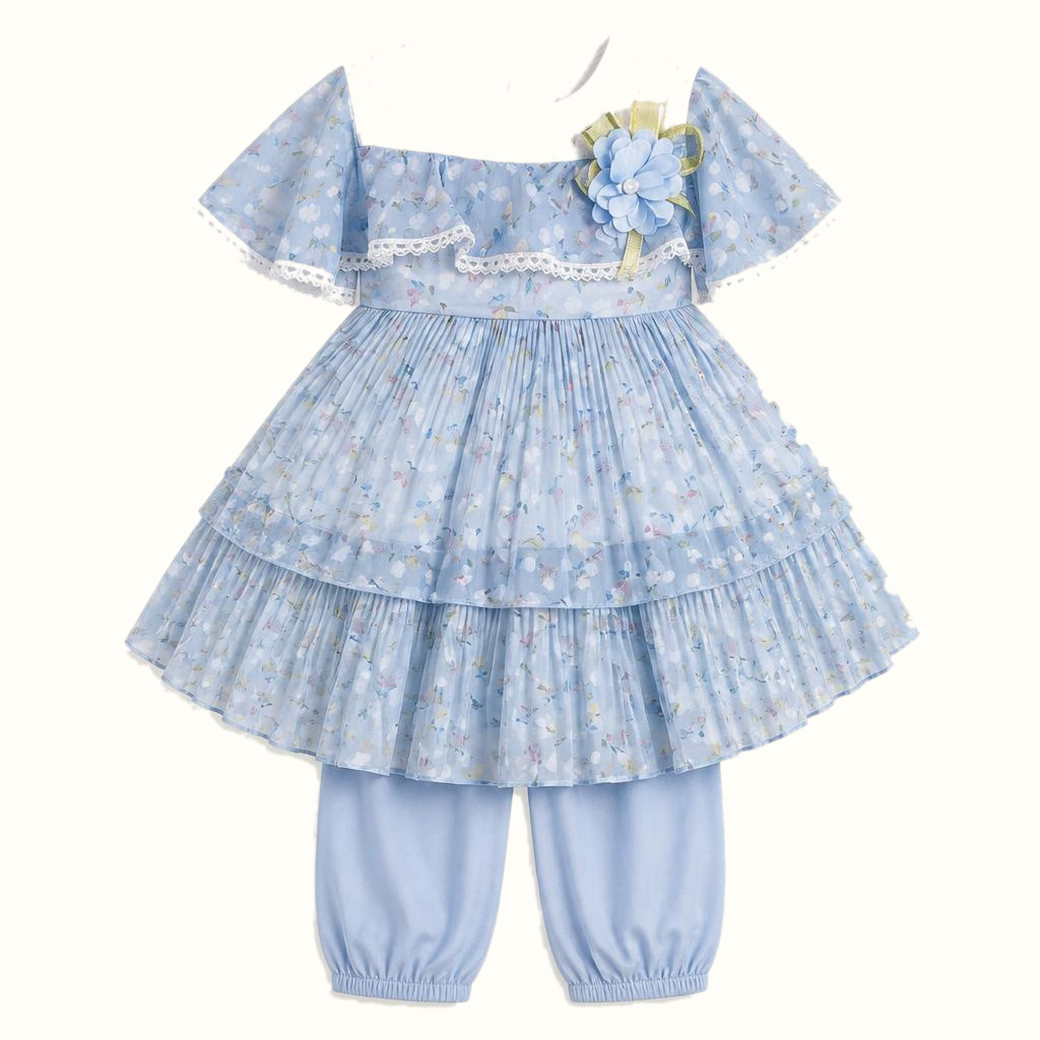 Girls' Floral Lace-Trim Dress - ZAH-1323