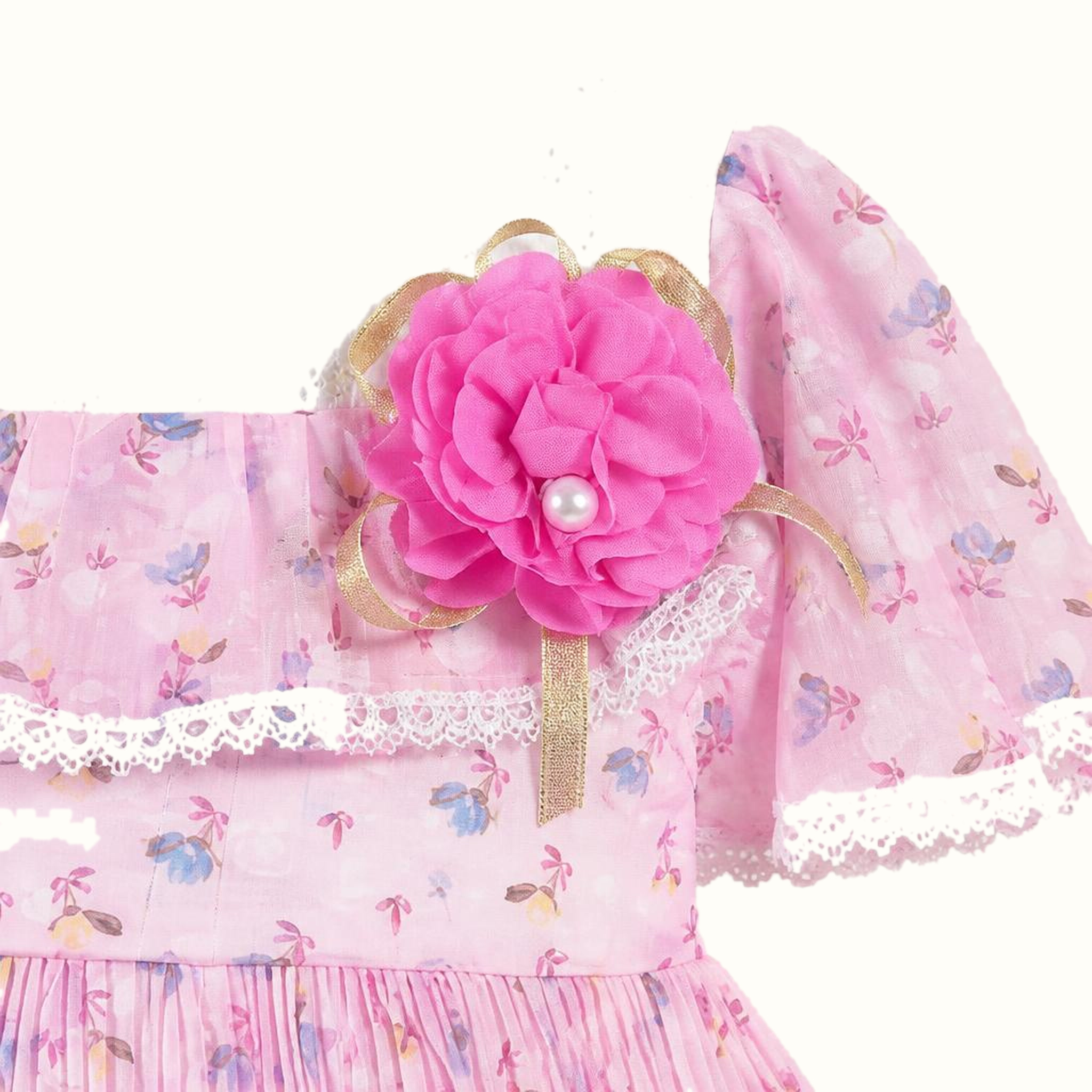 Girls' Floral Lace-Trim Dress - ZAH-1323