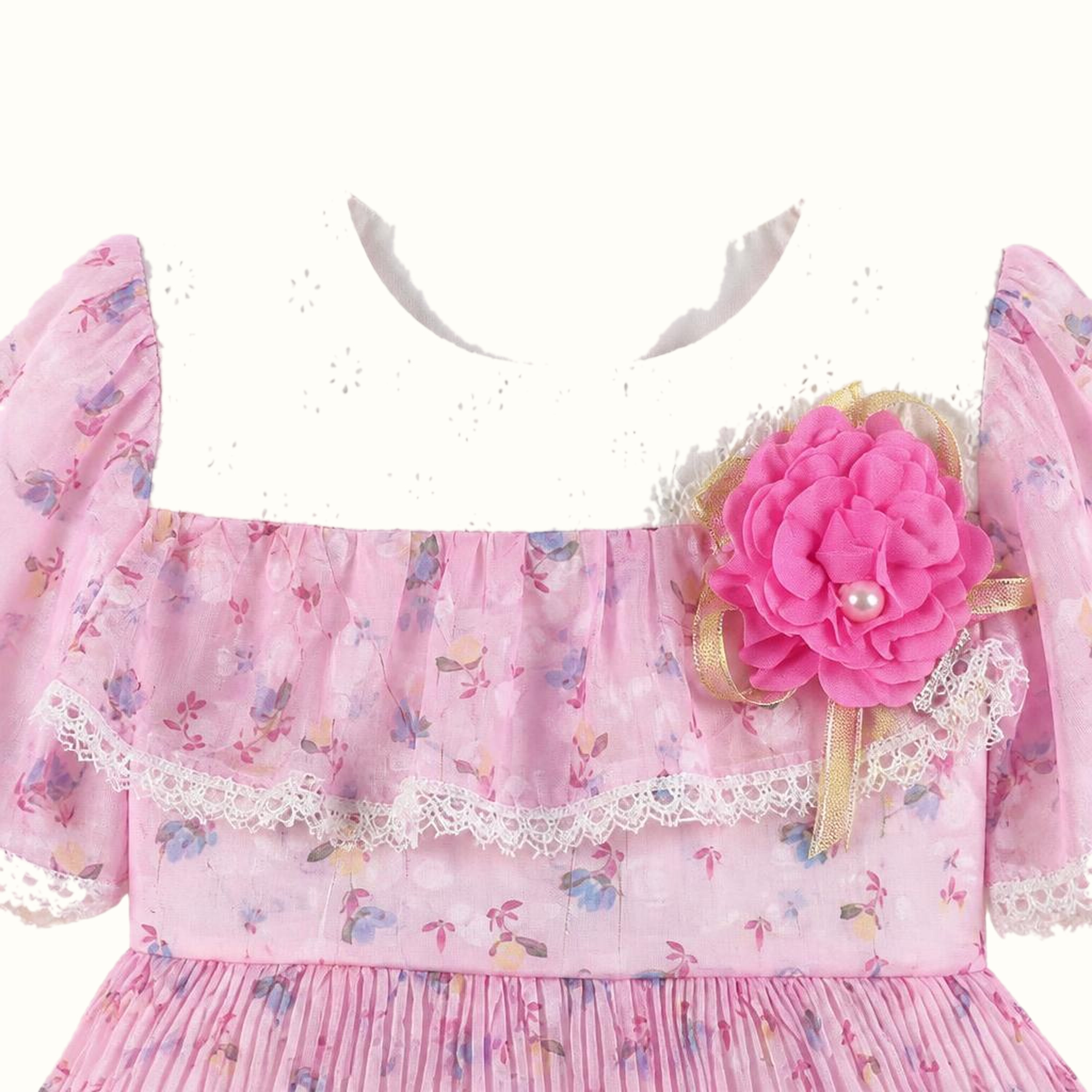 Girls' Floral Lace-Trim Dress - ZAH-1323