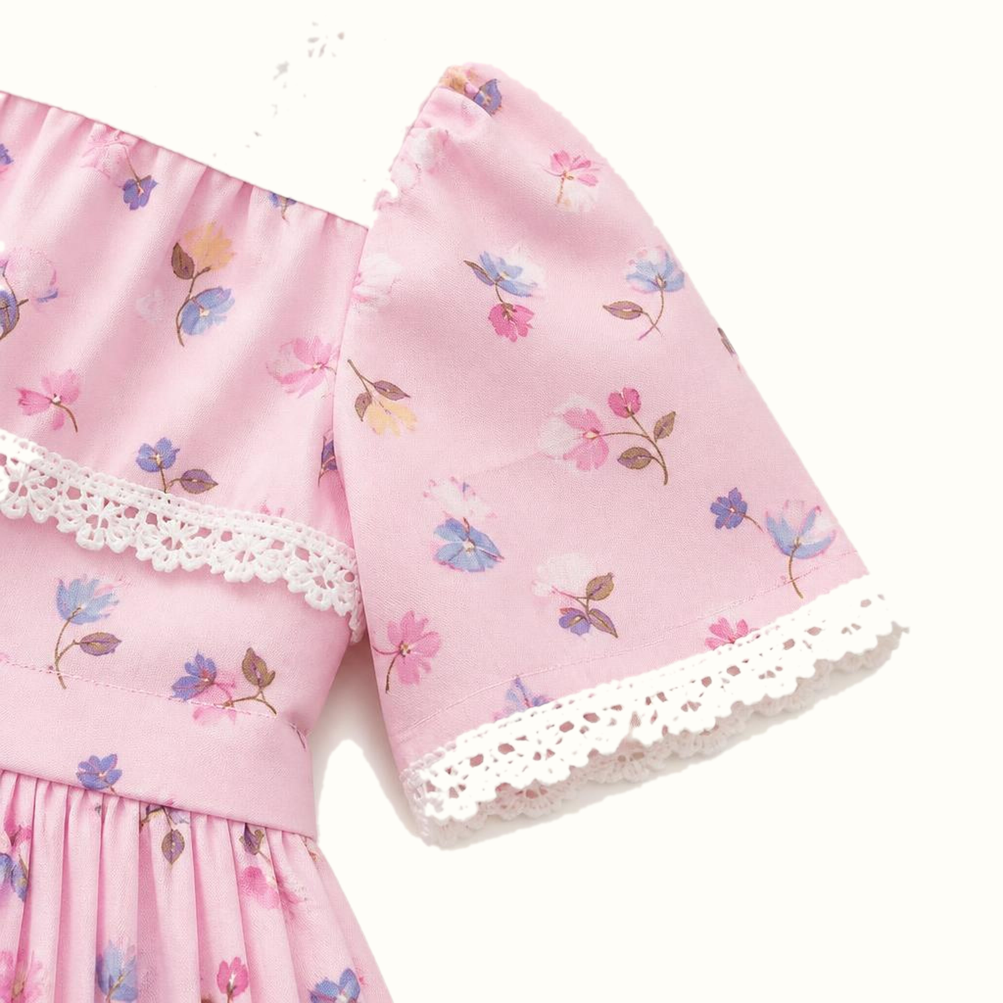 Girls' Floral Lace-Trim Dress - ZAH-1323