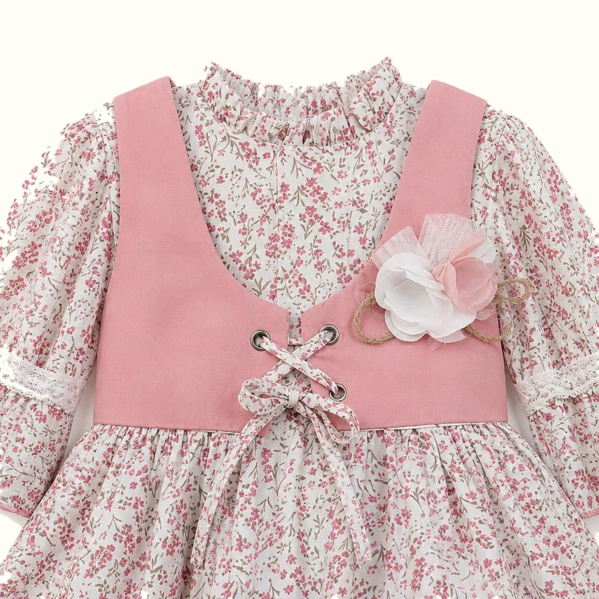 Girls' Floral Lace-Trim Dress - ZAH-1325