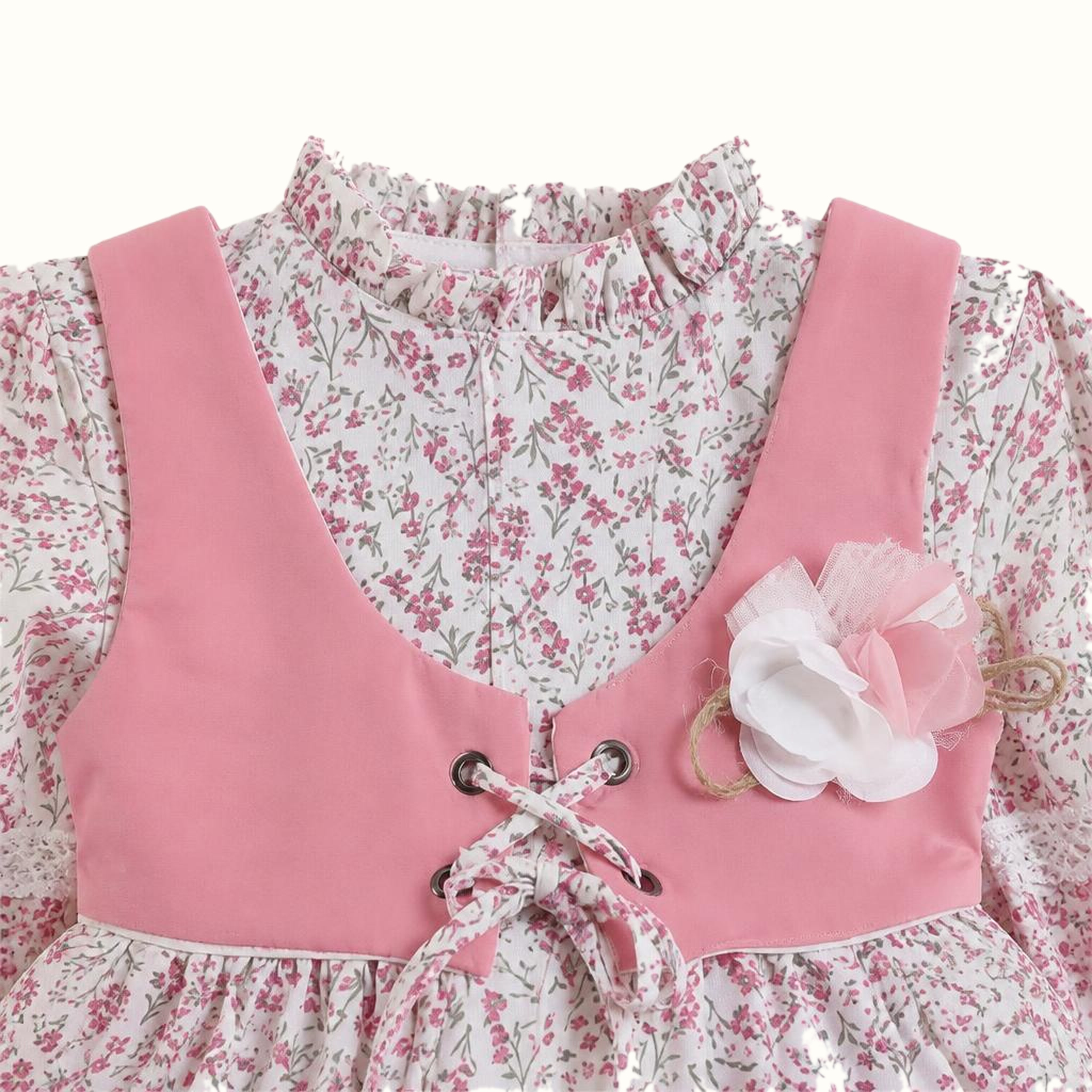 Girls' Floral Lace-Trim Dress - ZAH-1325