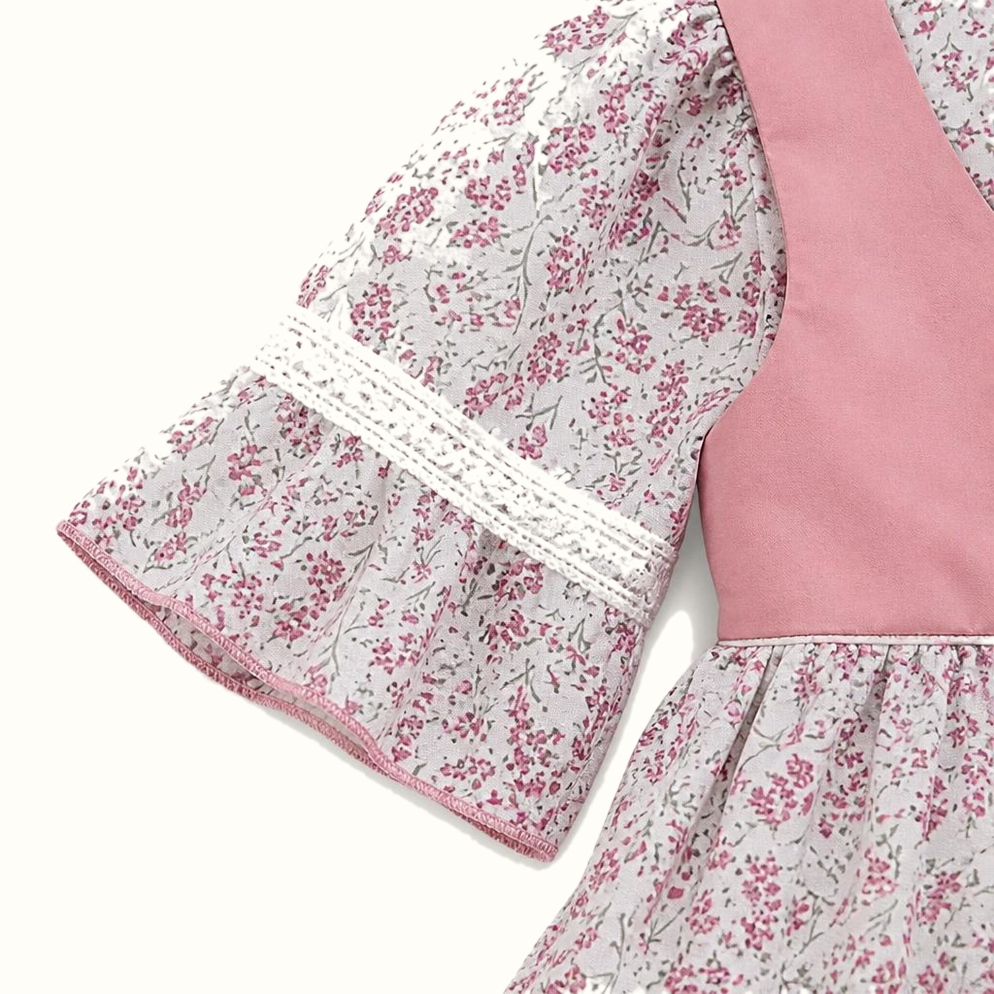 Girls' Floral Lace-Trim Dress - ZAH-1325