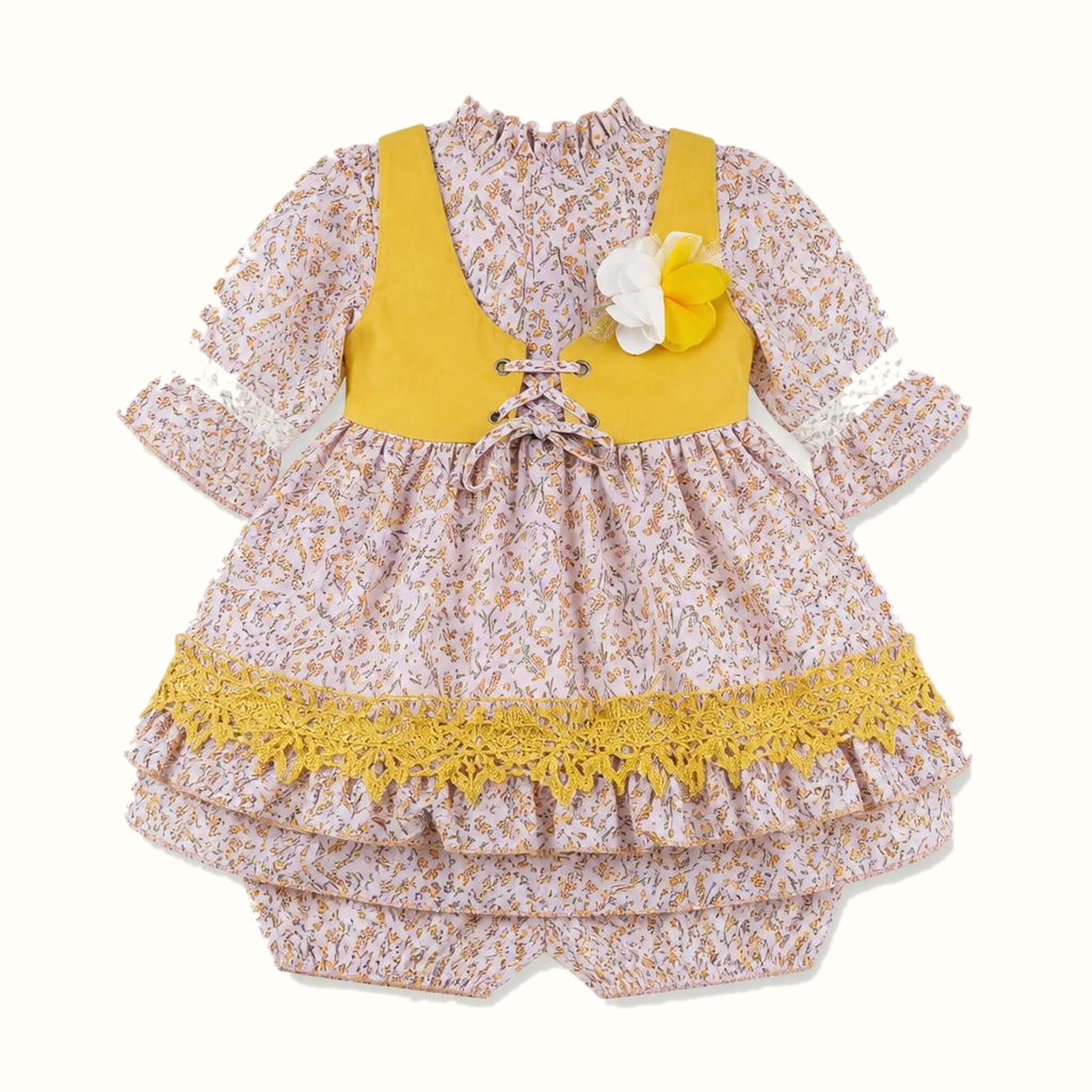 Girls' Floral Lace-Trim Dress - ZAH-1325