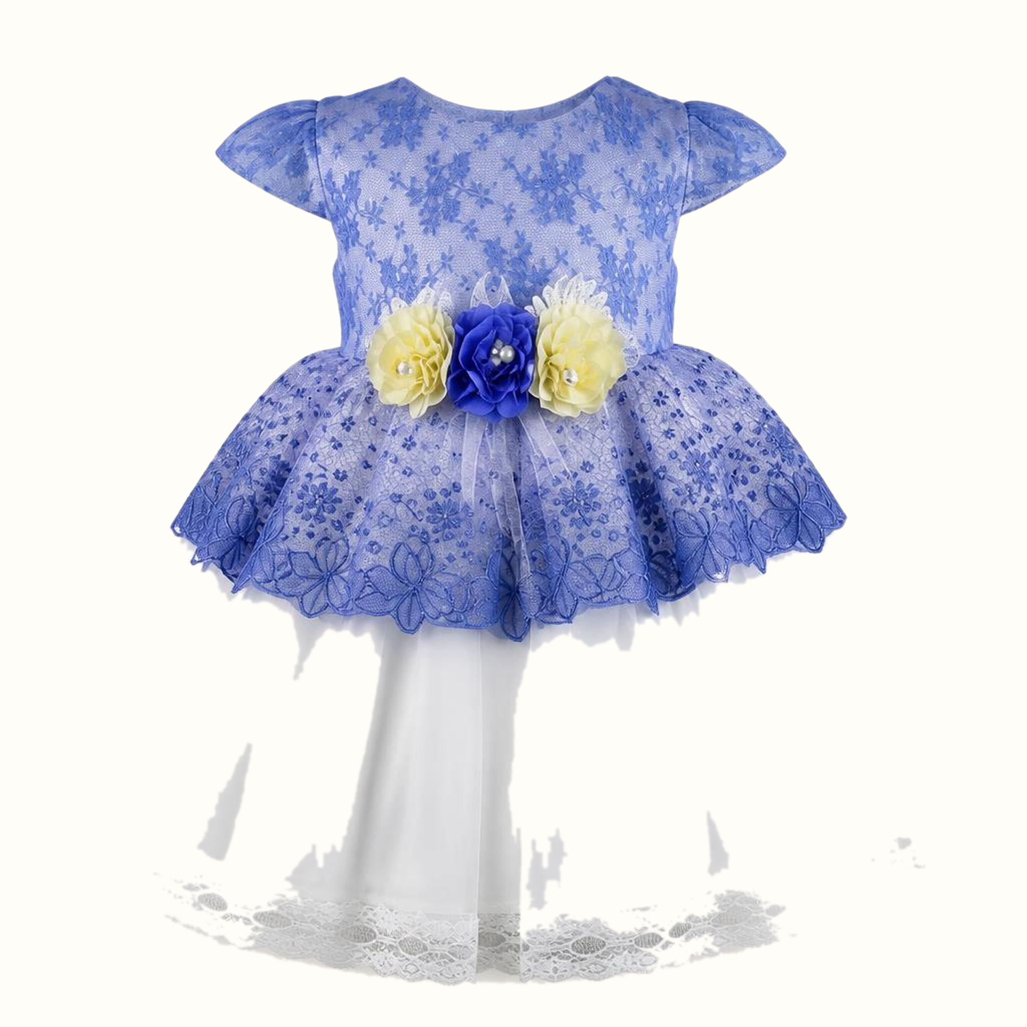 Girls' Floral Lace-Trim Dress - ZAH-1328