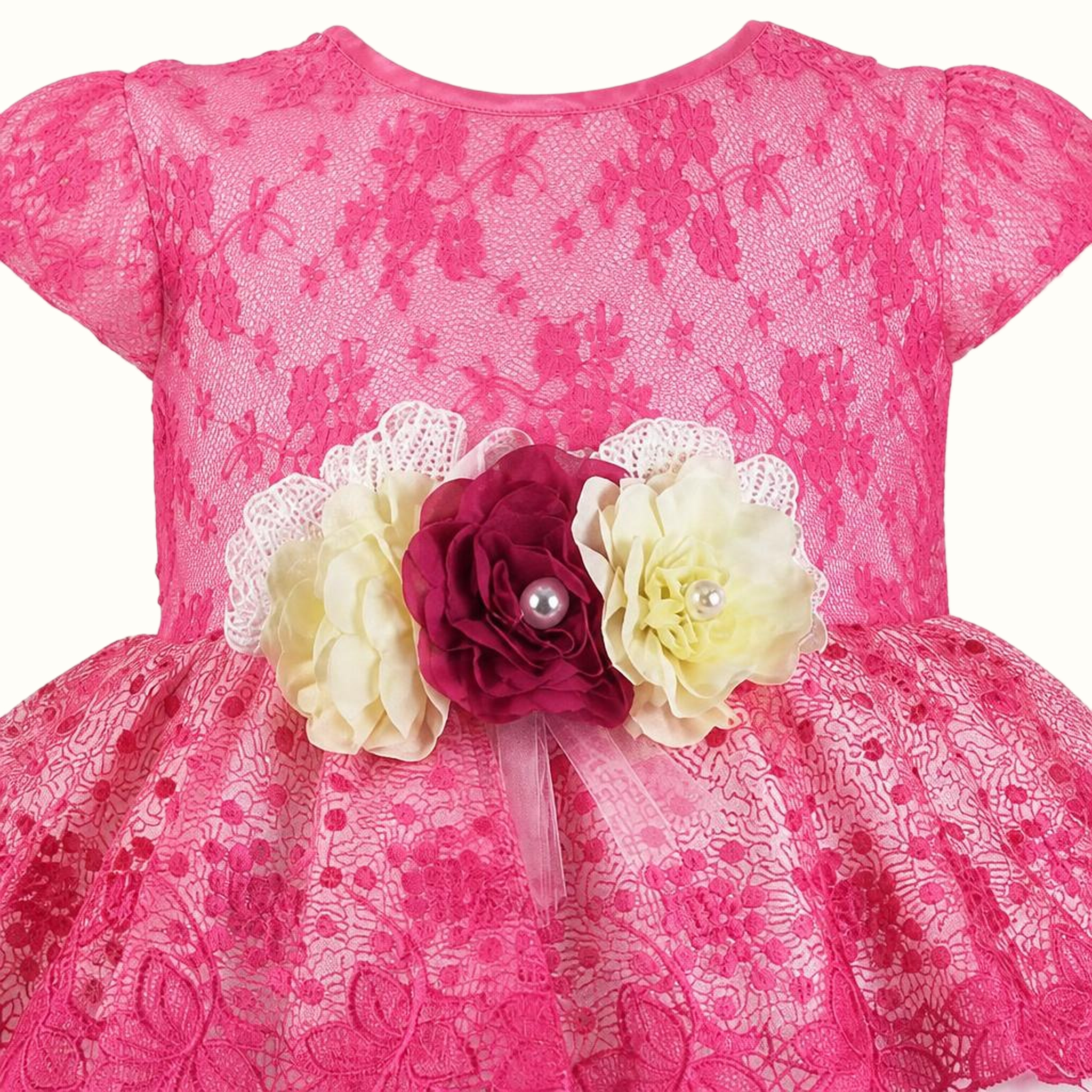 Girls' Floral Lace-Trim Dress - ZAH-1328