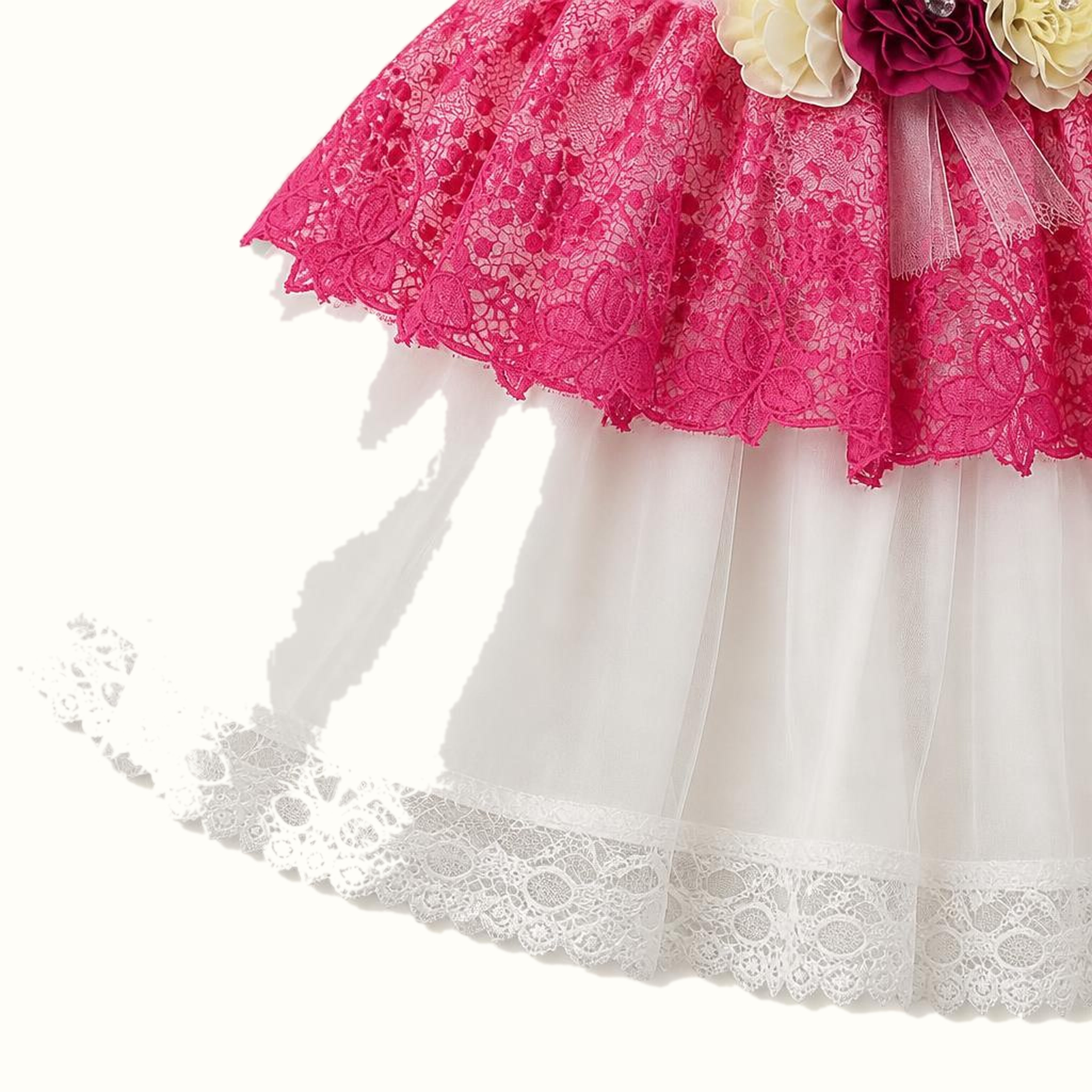 Girls' Floral Lace-Trim Dress - ZAH-1328