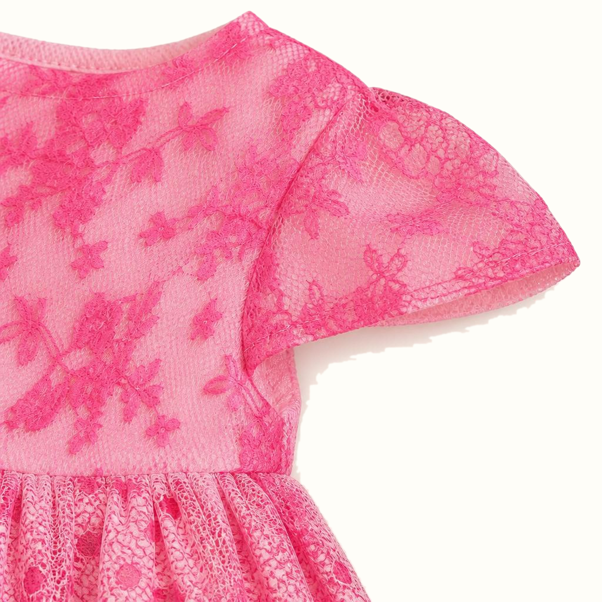 Girls' Floral Lace-Trim Dress - ZAH-1328