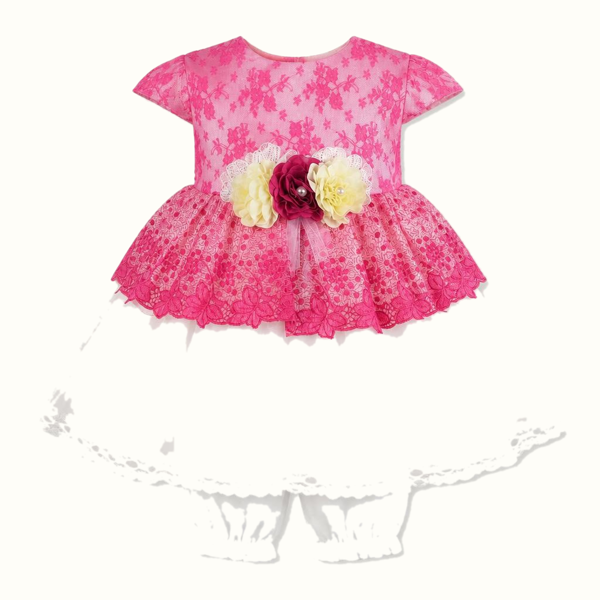 Girls' Floral Lace-Trim Dress - ZAH-1328