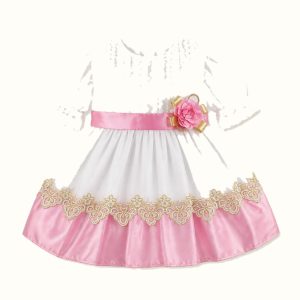 Girls' Embroidered Floral Lace-Trim Dress - ZAH-1329
