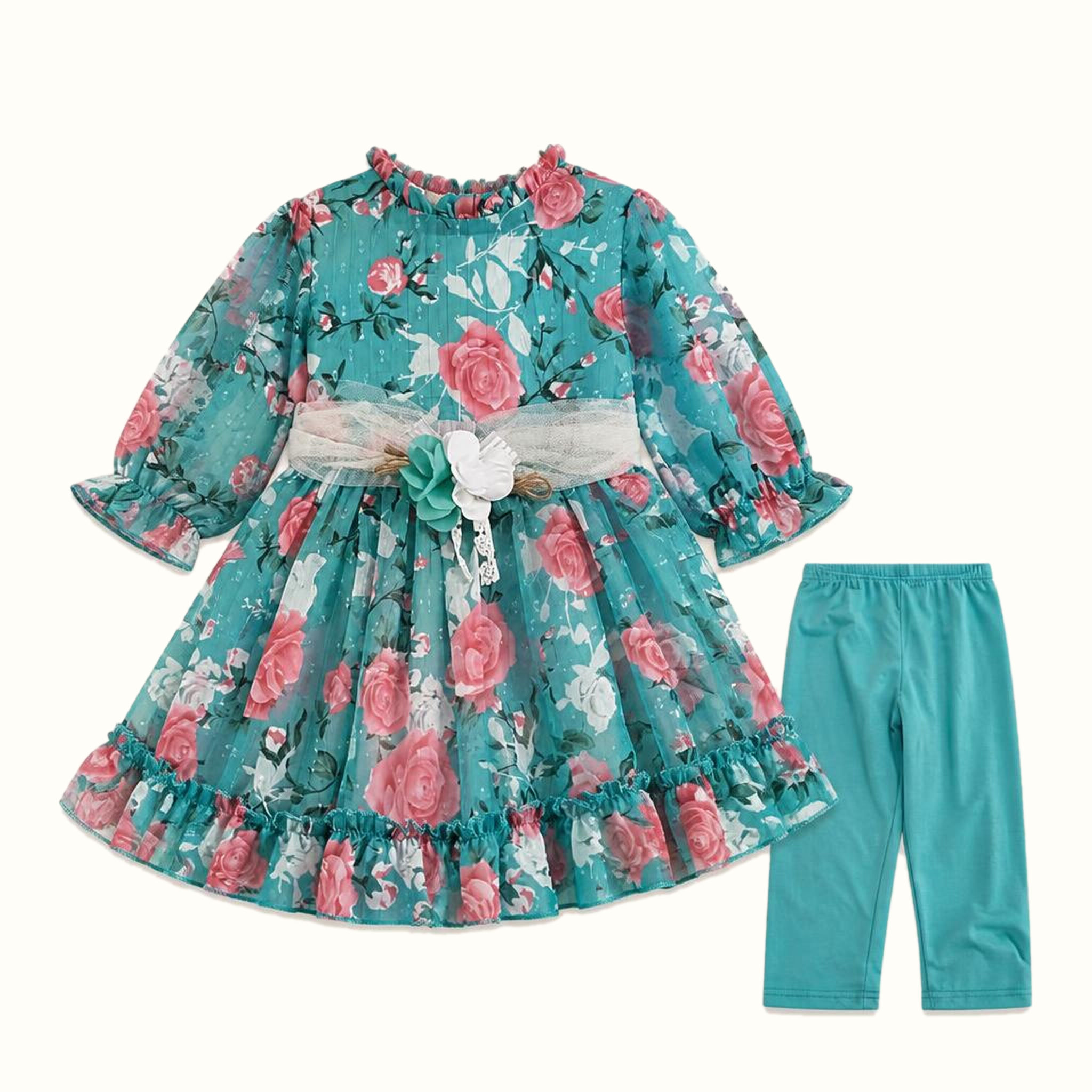 Girls' Floral Ruffle Dress - ZAH-1330
