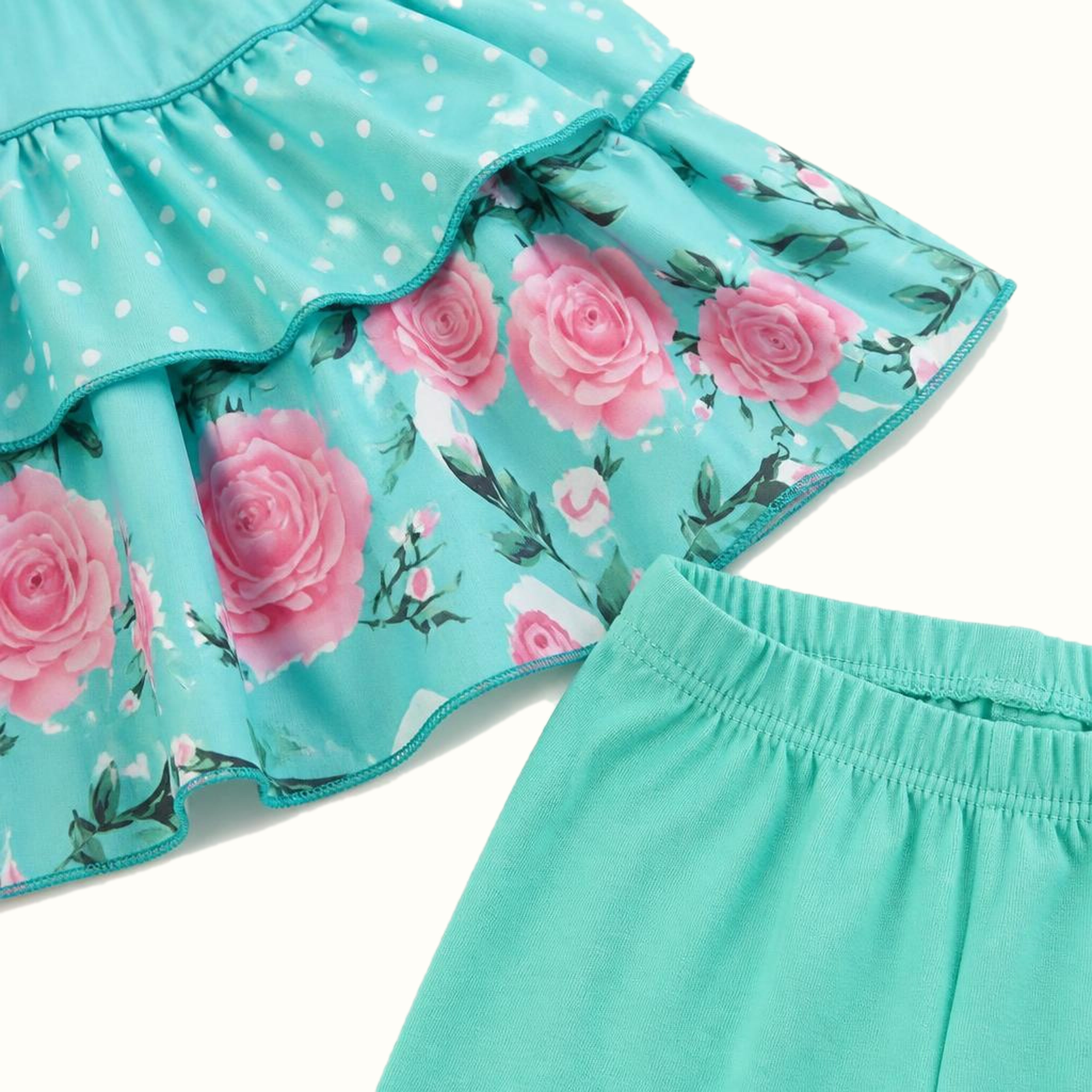 Girls' Embroidered Floral Polka-Dot Dress Set - ZAH-1332