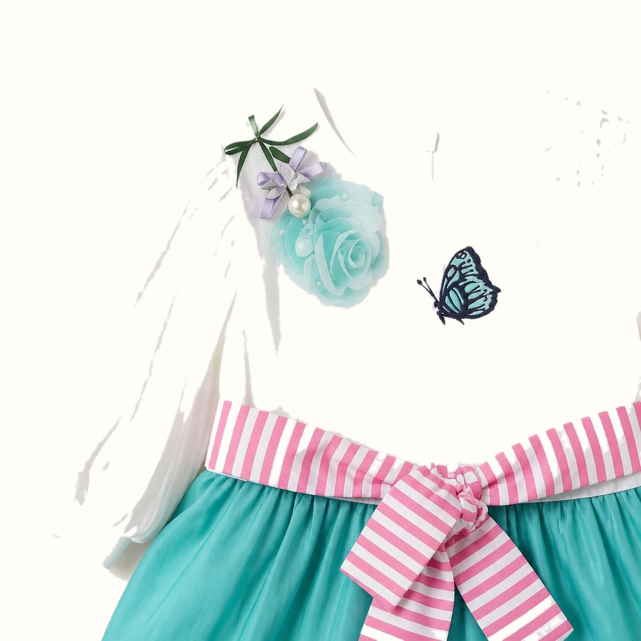 Girls' Embroidered Floral Polka-Dot Dress Set - ZAH-1332