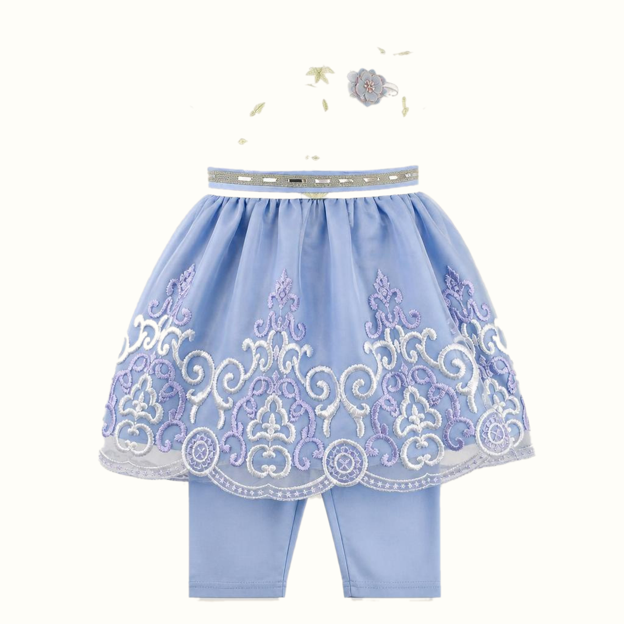 Girls' Embroidered Floral Tulle Dress - ZAH-1333