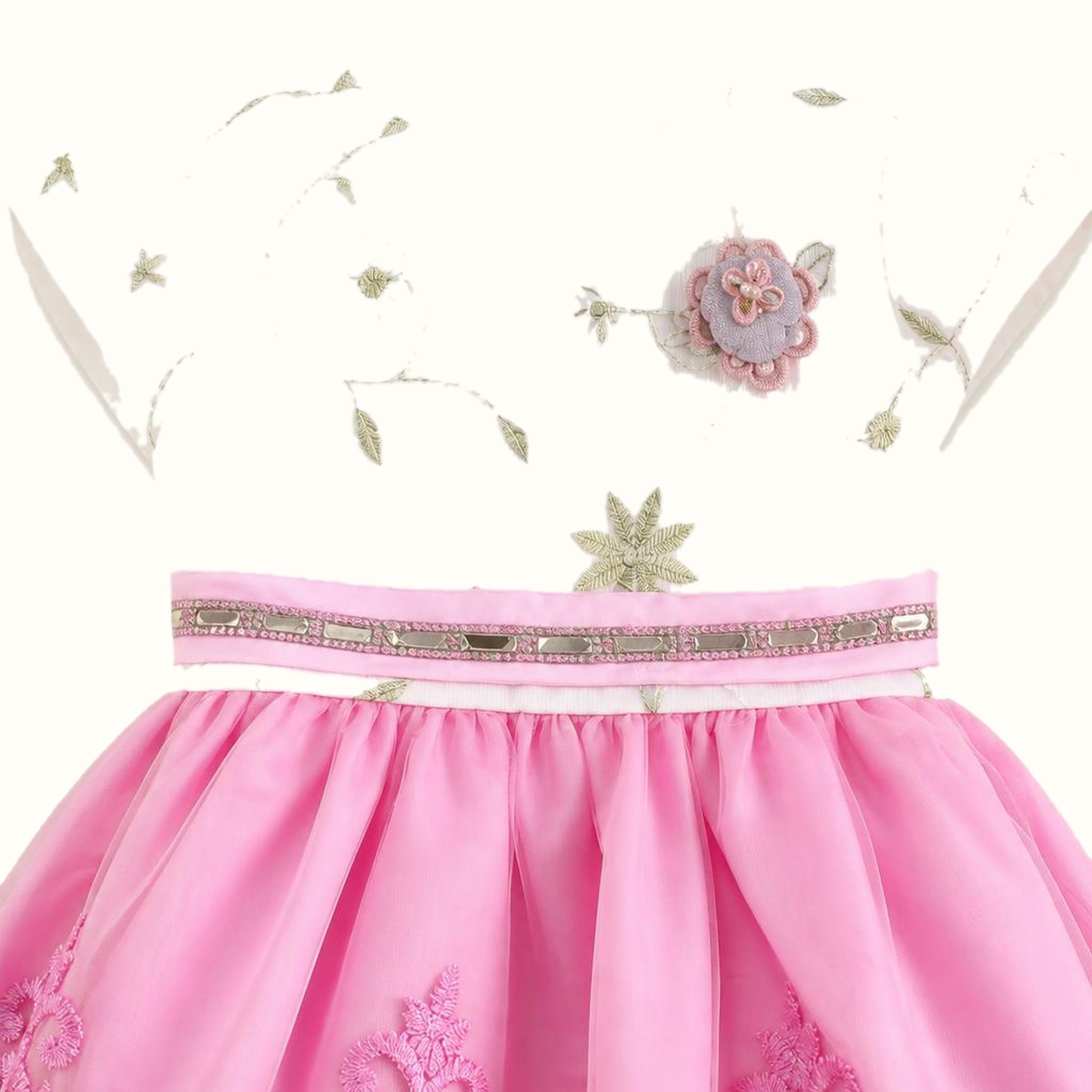 Girls' Embroidered Floral Tulle Dress - ZAH-1333
