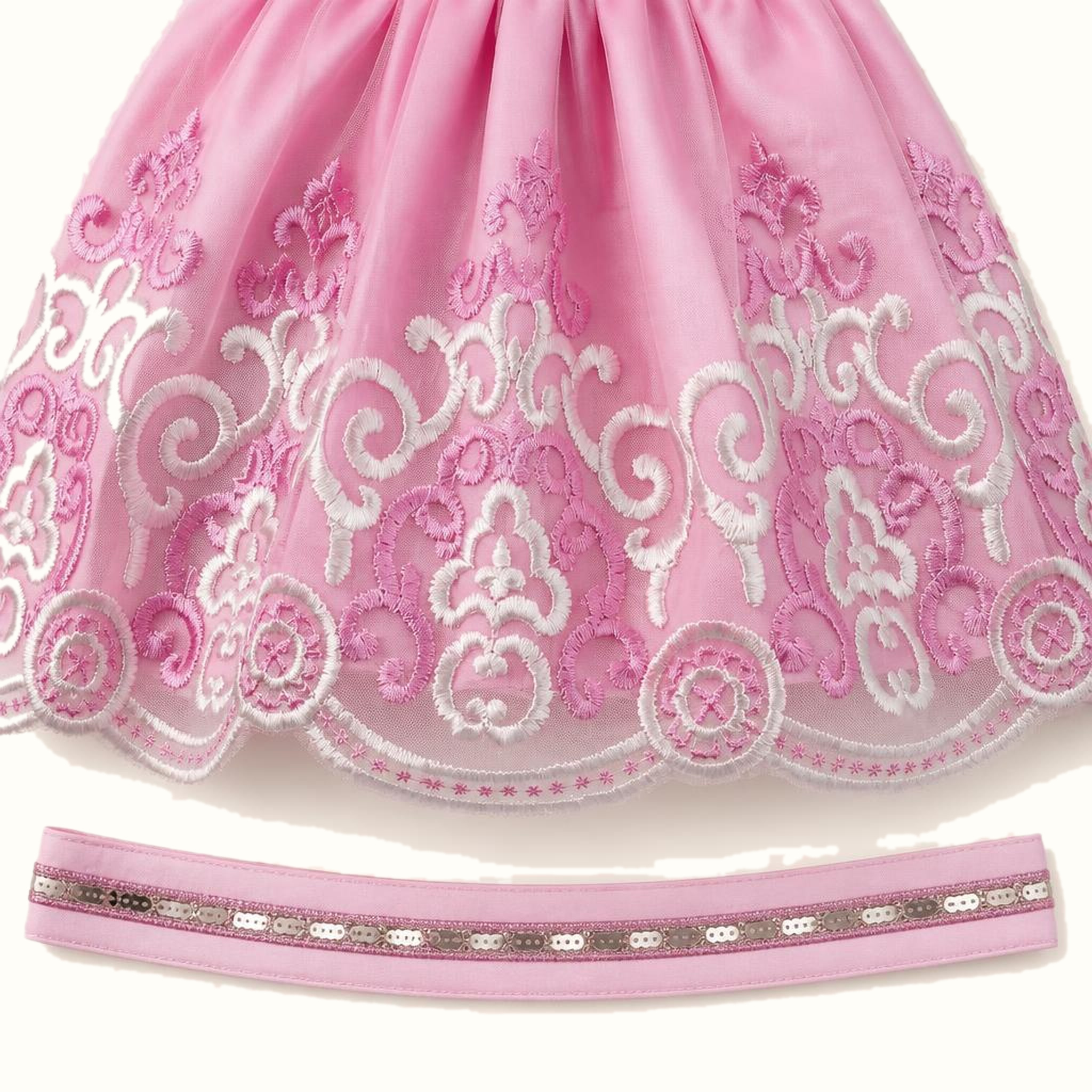 Girls' Embroidered Floral Tulle Dress - ZAH-1333