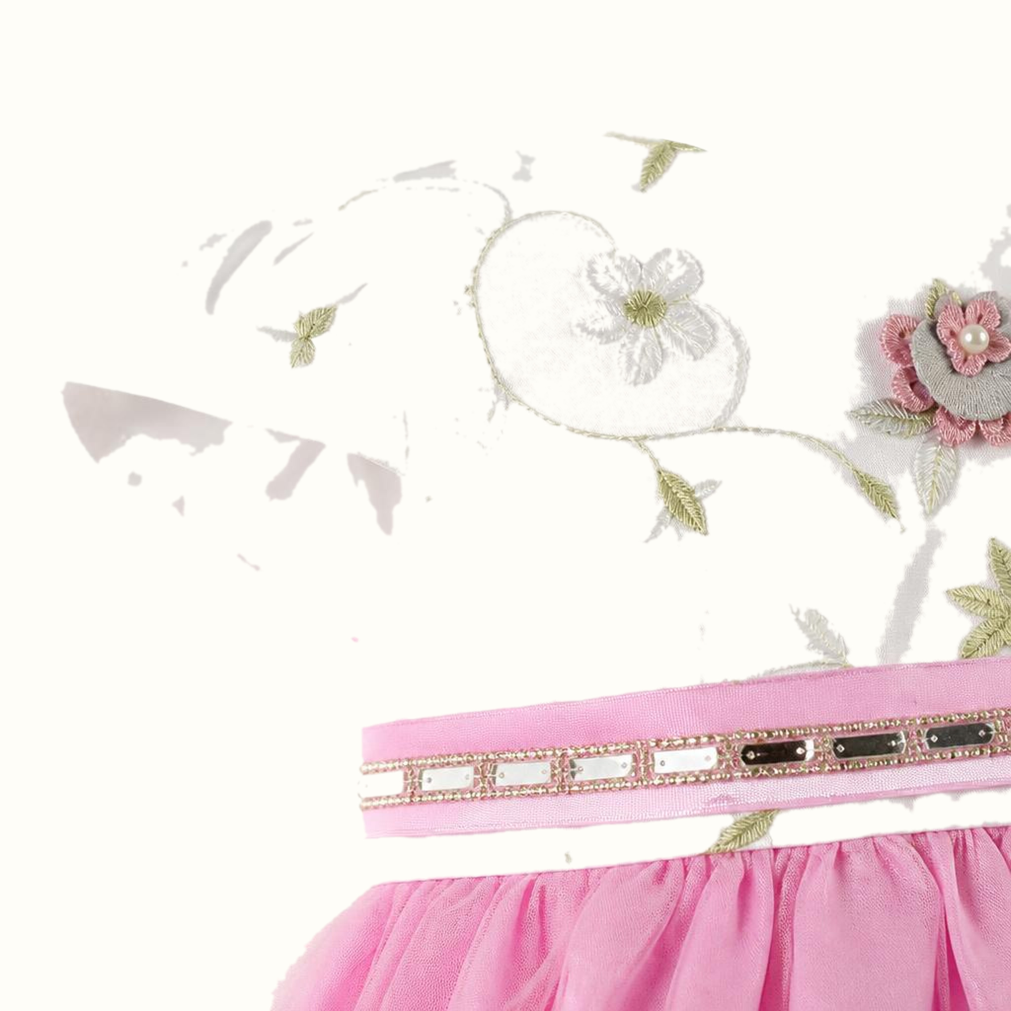 Girls' Embroidered Floral Tulle Dress - ZAH-1333