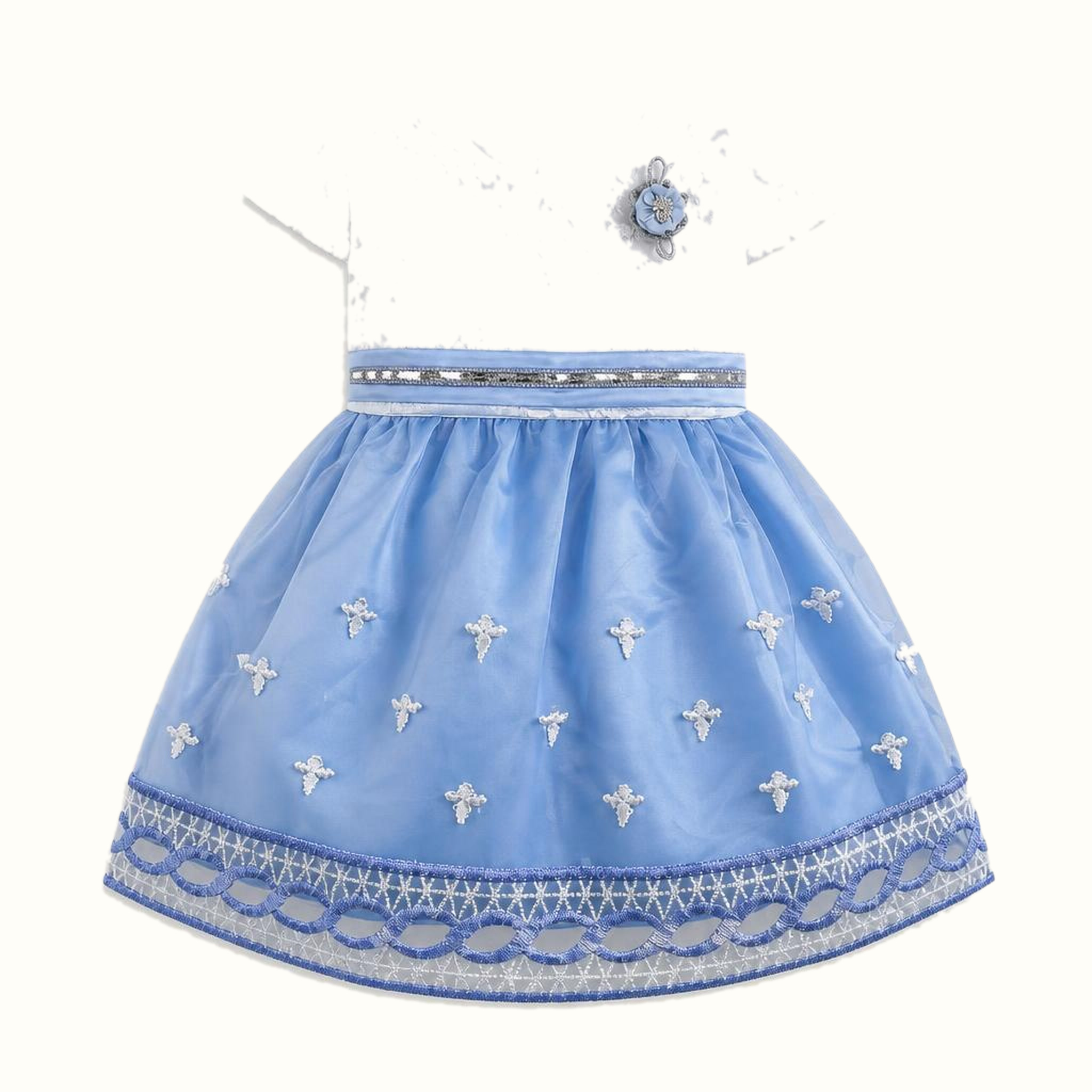 Girls' Embroidered Floral Tulle Dress - ZAH-1335