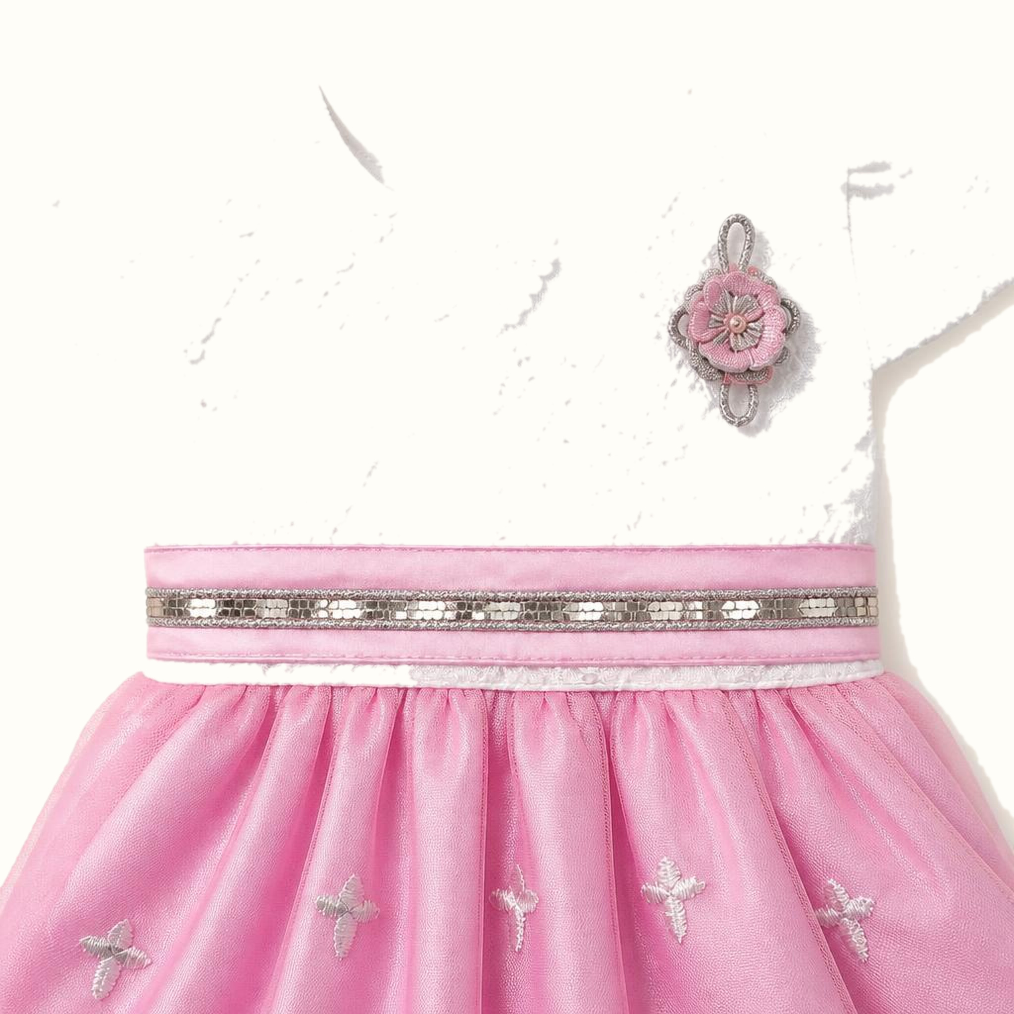 Girls' Embroidered Floral Tulle Dress - ZAH-1335