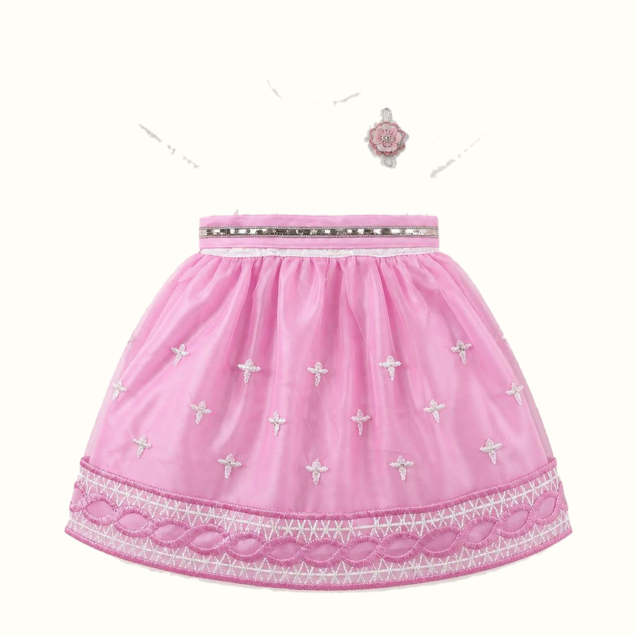 Girls' Embroidered Floral Tulle Dress - ZAH-1335