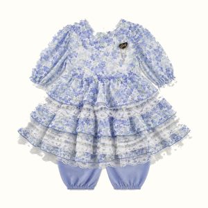 Girls' Floral Lace-Trim Dress - ZAH-1337