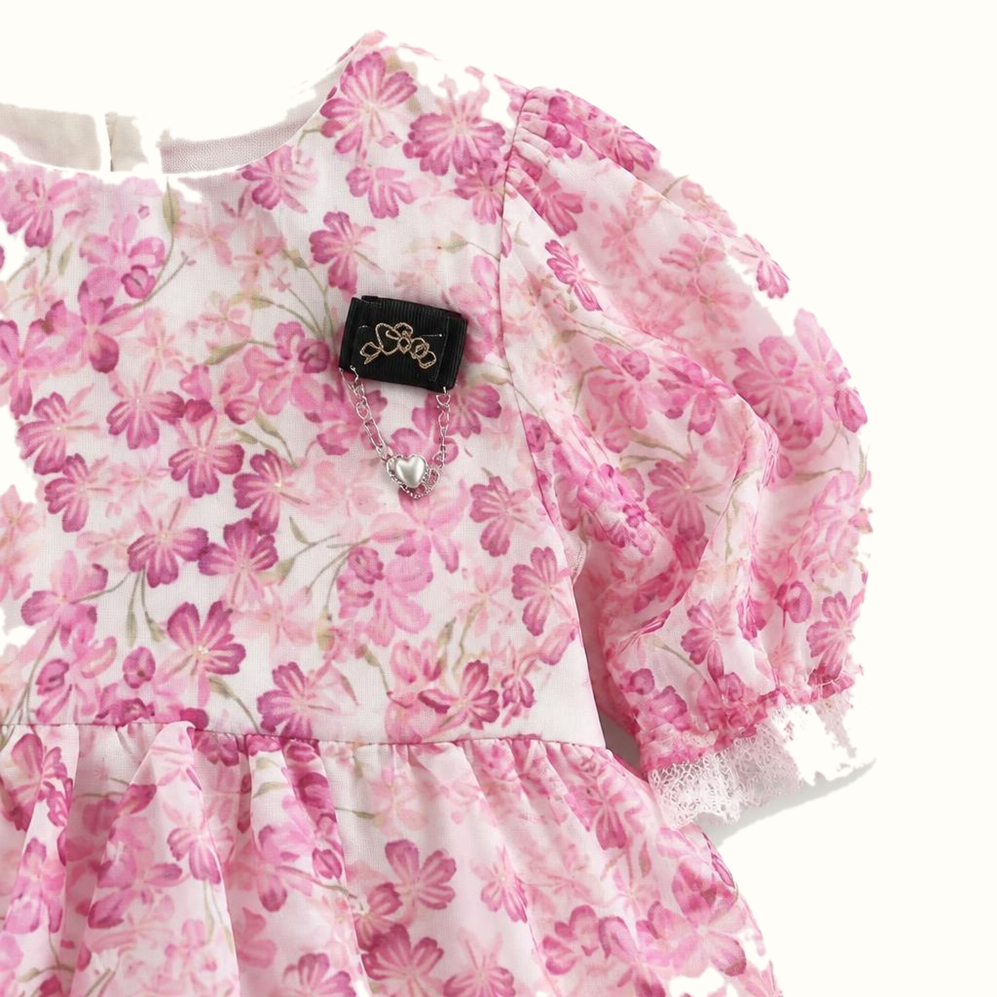 Girls' Floral Lace-Trim Dress - ZAH-1337