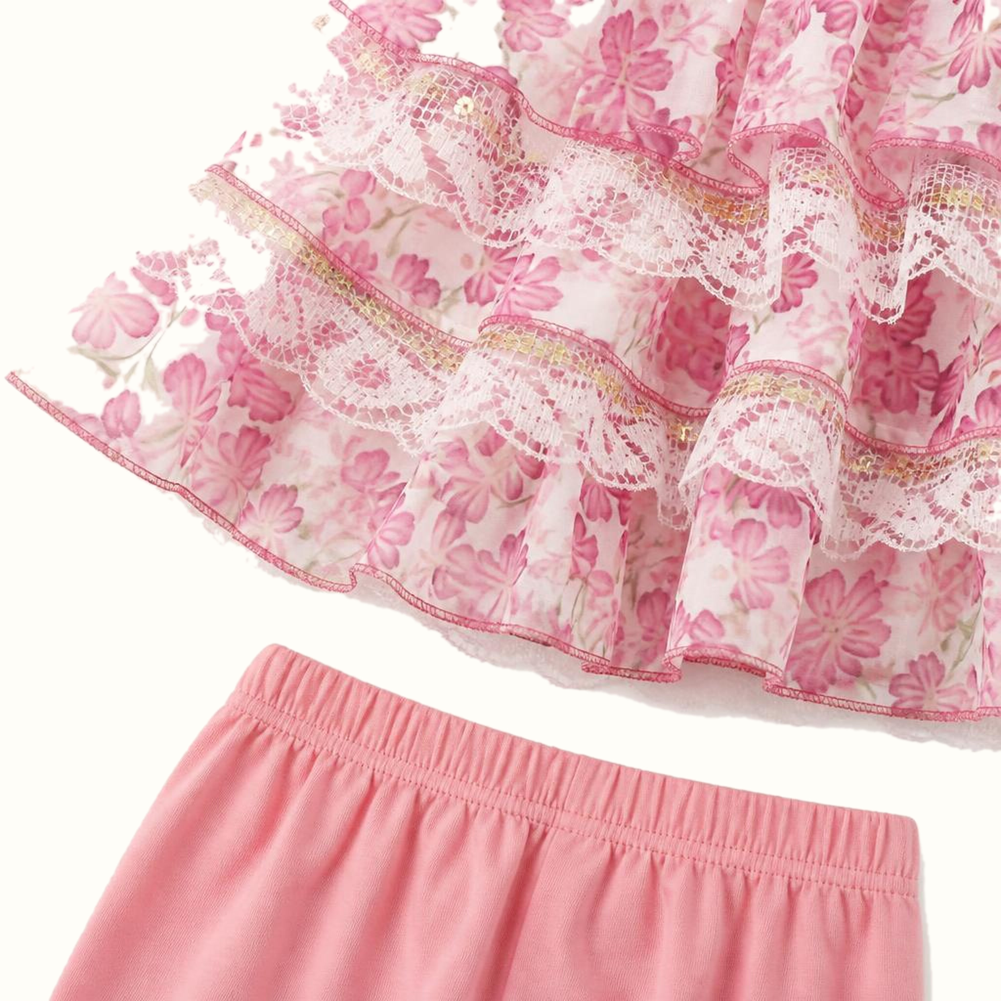 Girls' Floral Lace-Trim Dress - ZAH-1337