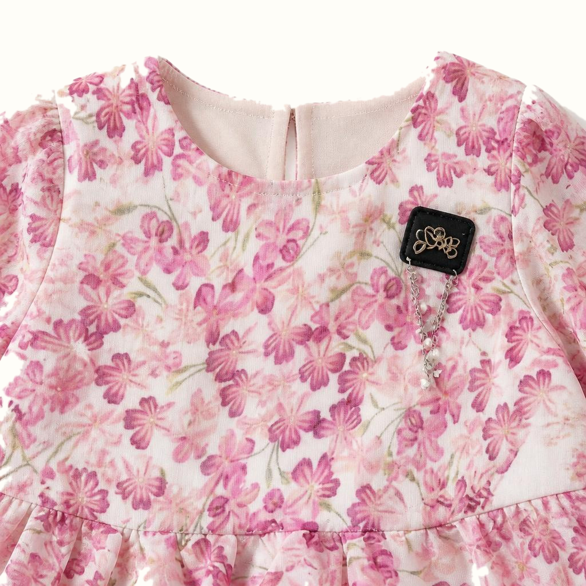 Girls' Floral Lace-Trim Dress - ZAH-1337